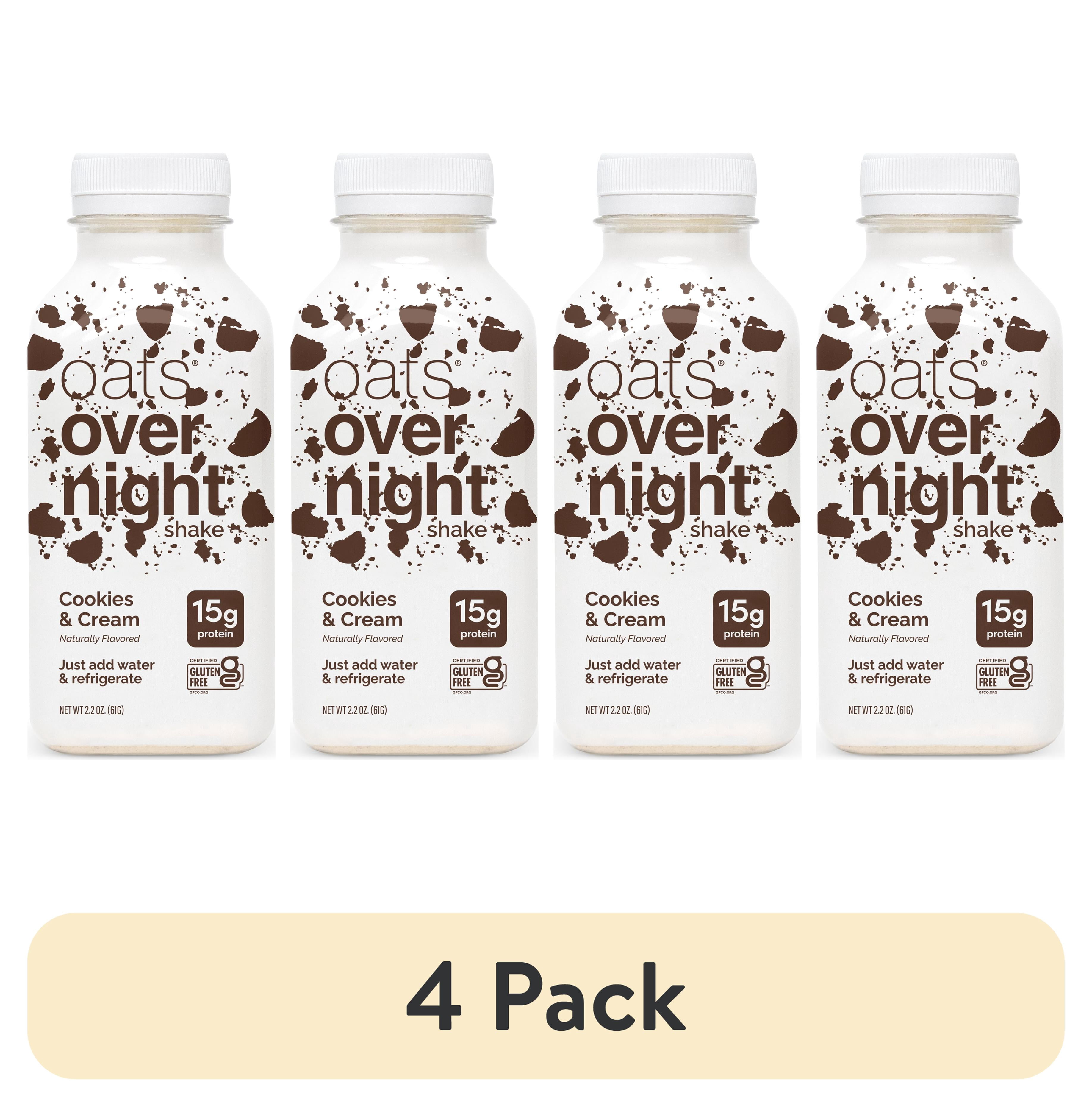 (4 pack) Oats Overnight Cookies & Cream Protein Overnight Oatmeal Shake, 2.2 oz, 1 Count