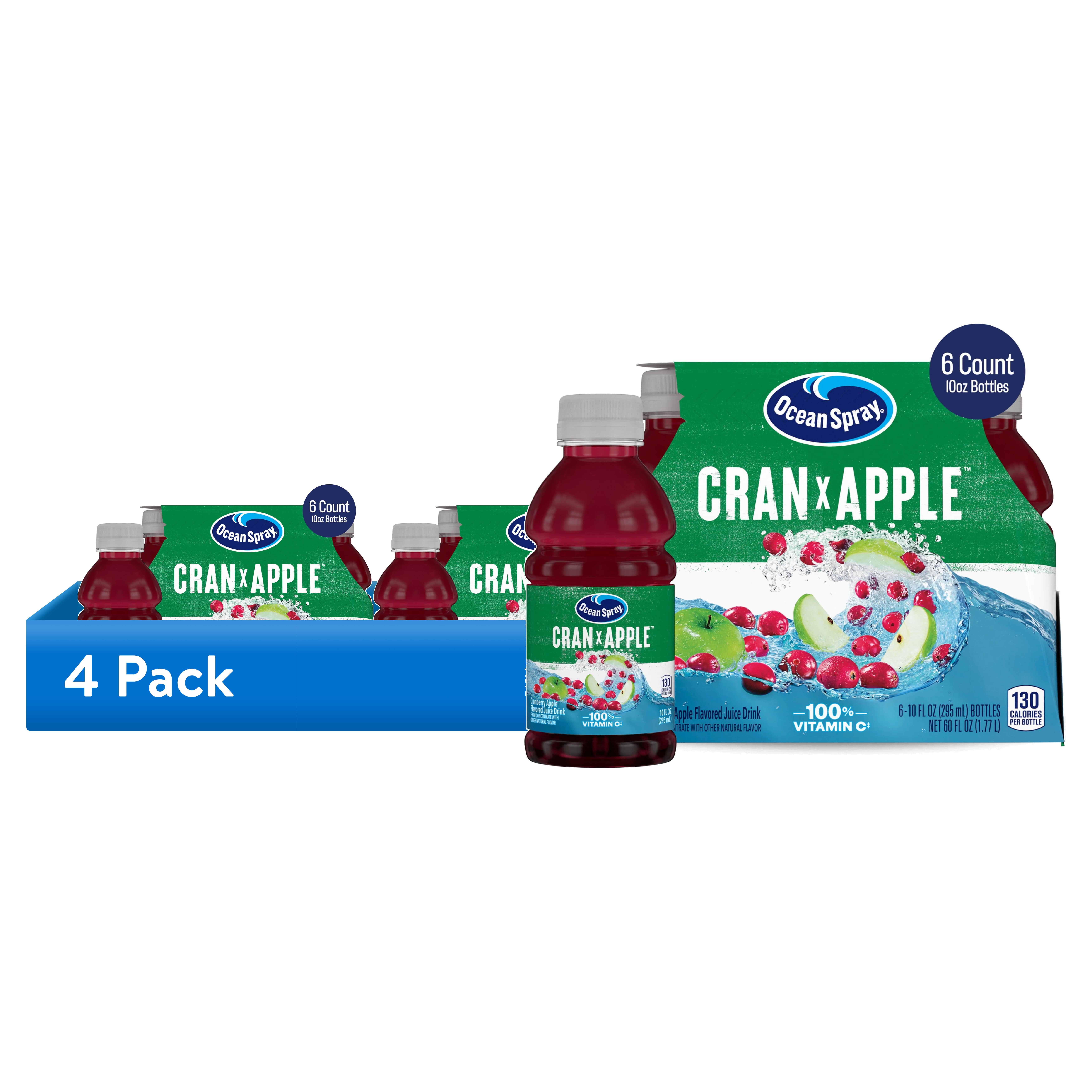 (4 pack) Ocean Spray Cran-Apple Cranberry Apple Juice Drinks, 10 fl oz Bottles, 6 Count