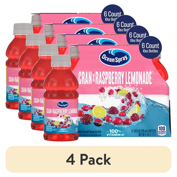 (4 pack) Ocean Spray Cran-Raspberry Lemonade Cranberry Raspberry Lemonade Juice Drinks, 10 fl oz Bottles, 6 Count