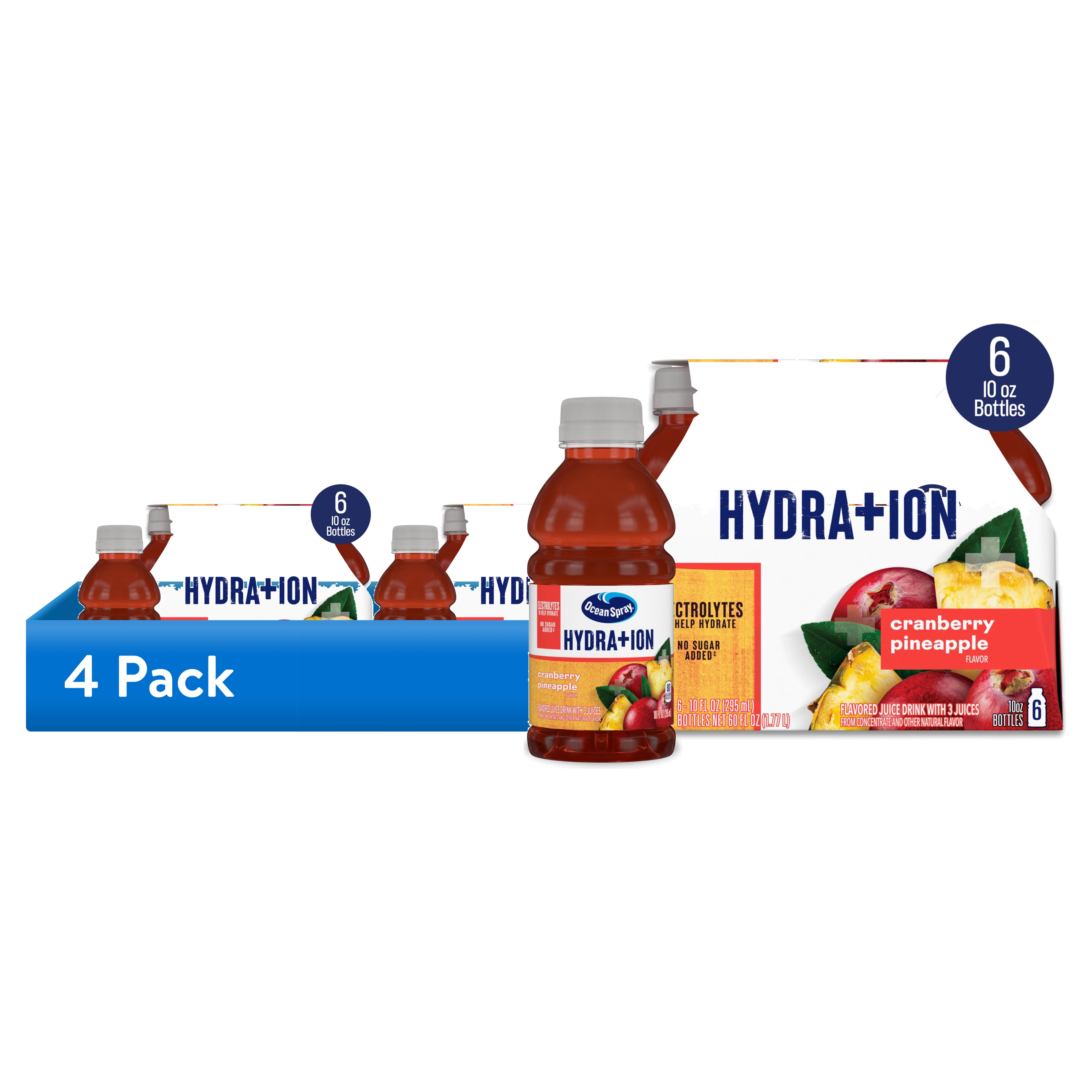 (4 pack) Ocean Spray Revitalize Cranberry Pineapple Juice Drinks, 10 fl oz Bottles, 6 Count