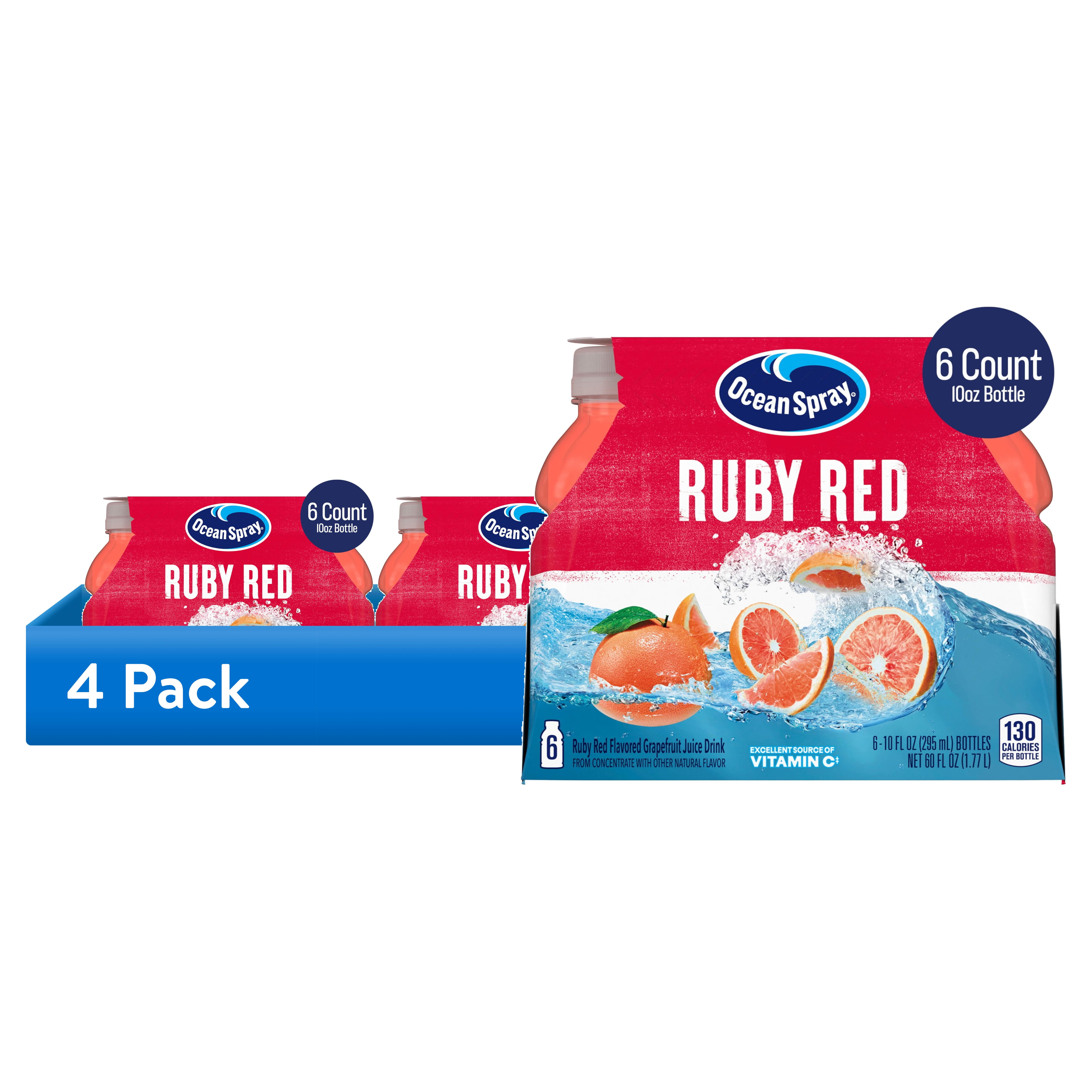 (4 pack) Ocean Spray® Ruby Red Grapefruit Juice Drinks, 10 fl oz Bottles, 6 Count