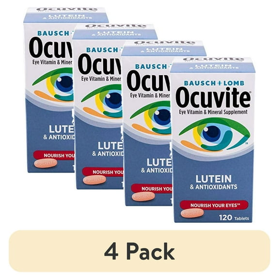 (4 pack) Ocuvite Eye Vitamin & Mineral Supplement Tablets, Lutein & Antioxidants, Nourish Your Eyes, 120 Count