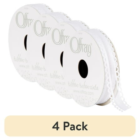 (4 pack) Offray 5/8 inch white options ribbon, 9 feet, 1 each