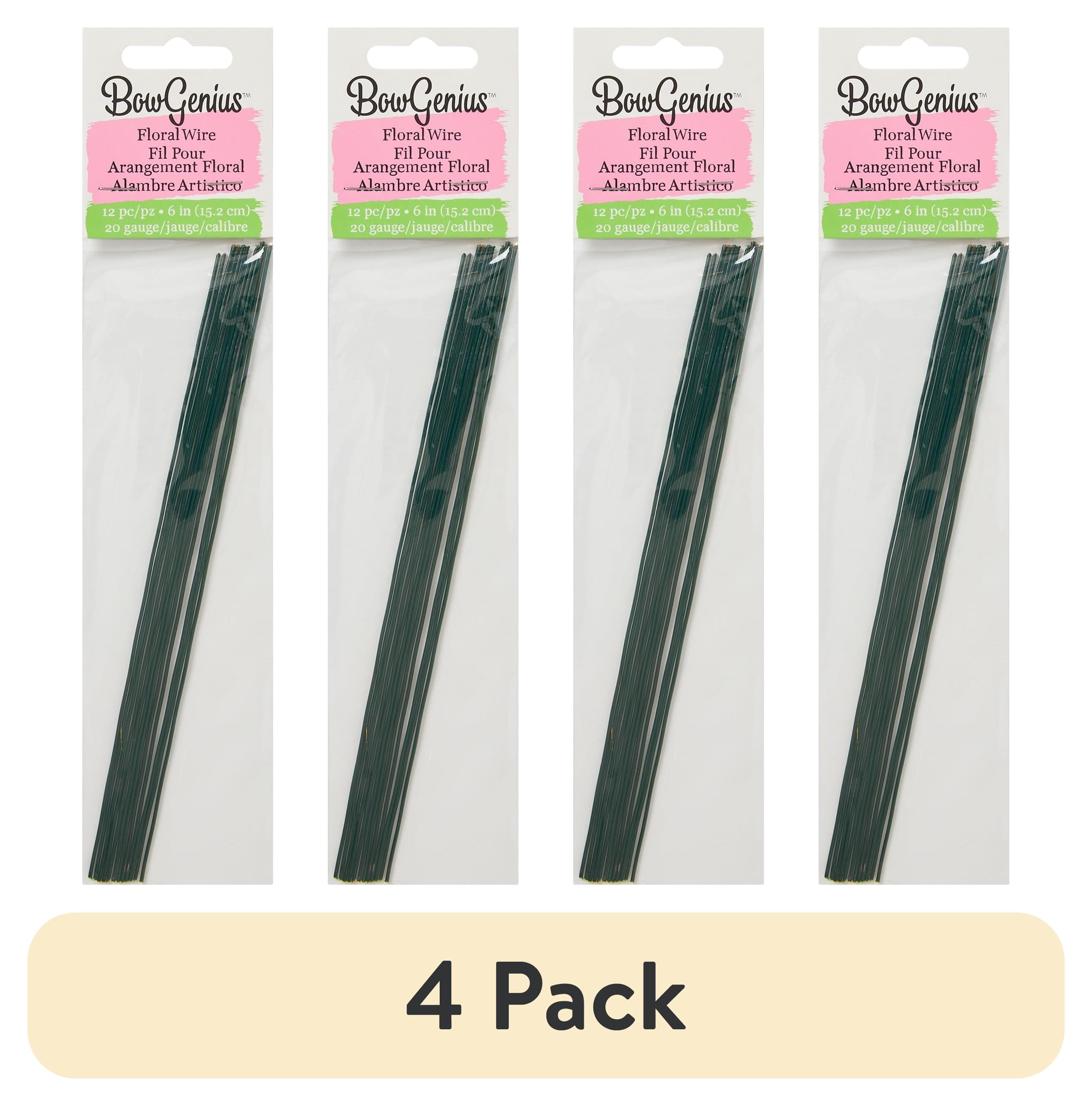 (4 pack) Offray 9", Dark Green Floral Wire Is Perfect For Tying And Finishing Bows, 12 Count