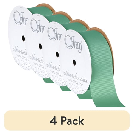 (4 pack) Offray Ribbon, Aqua Blue 1 1/2 inch Grosgrain Polyester Ribbon, 12 feet