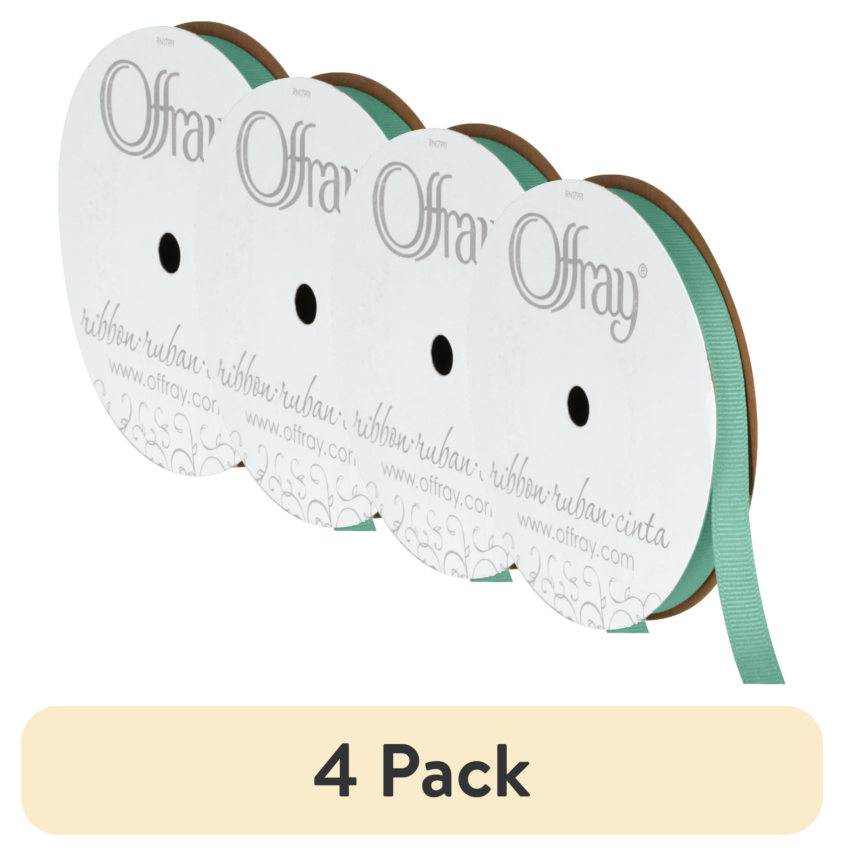 (4 pack) Offray Ribbon, Aqua Blue 3/8 inch Grosgrain Polyester Ribbon for Sewing, Crafts, and Gifting, 18 feet, 1 Each
