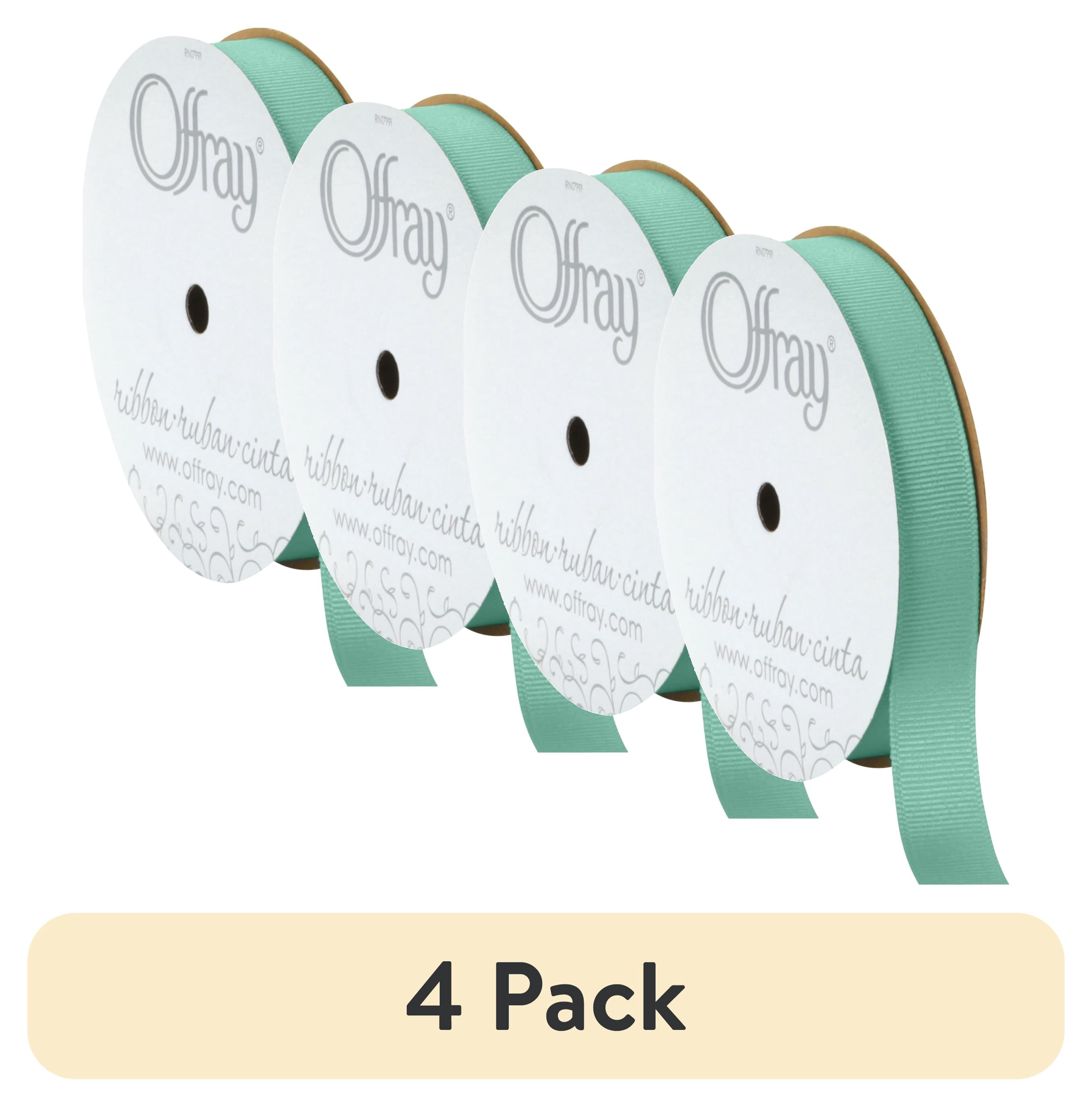 (4 pack) Offray Ribbon, Aqua Blue 5/8 inch Grosgrain Polyester Ribbon, 18 feet
