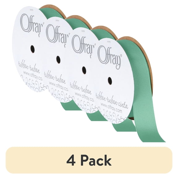 (4 pack) Offray Ribbon, Aqua Blue 7/8 inch Grosgrain Polyester Ribbon, 18 feet