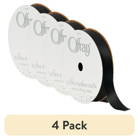 (4 pack) Offray Ribbon, Black 5/8 inch Outdoor Ribbon, 21 feet