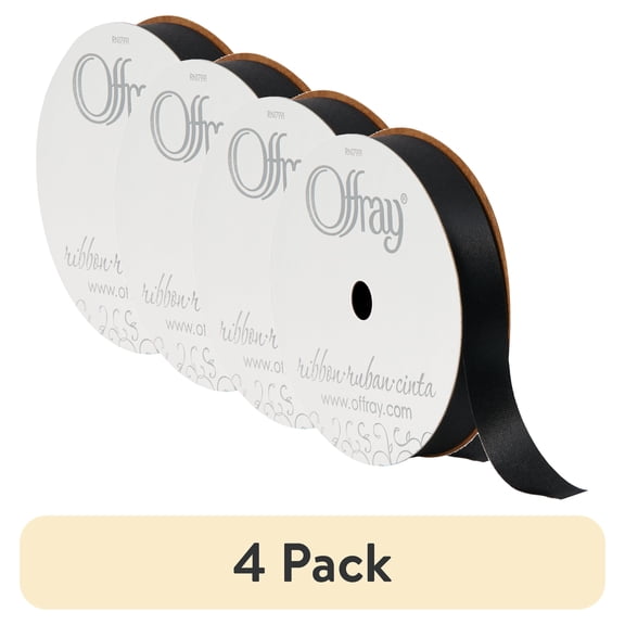 (4 pack) Offray Ribbon, Black 5/8 inch Outdoor Ribbon, 21 feet