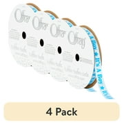 (4 pack) Offray Ribbon, Blue 3/8 inch It's a Boy Satin Ribbon, 12 feet
