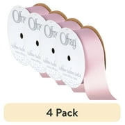 (4 pack) Offray Ribbon, Carnation Pink 1 1/2 inch Grosgrain Polyester Ribbon, 12 feet