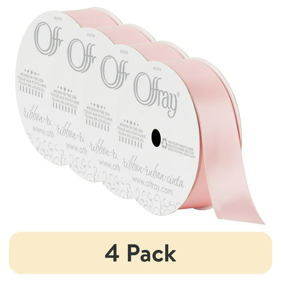 (4 pack) Offray Ribbon, Carnation Pink 7/8 inch Single Face Satin Polyester Ribbon, 18 feet