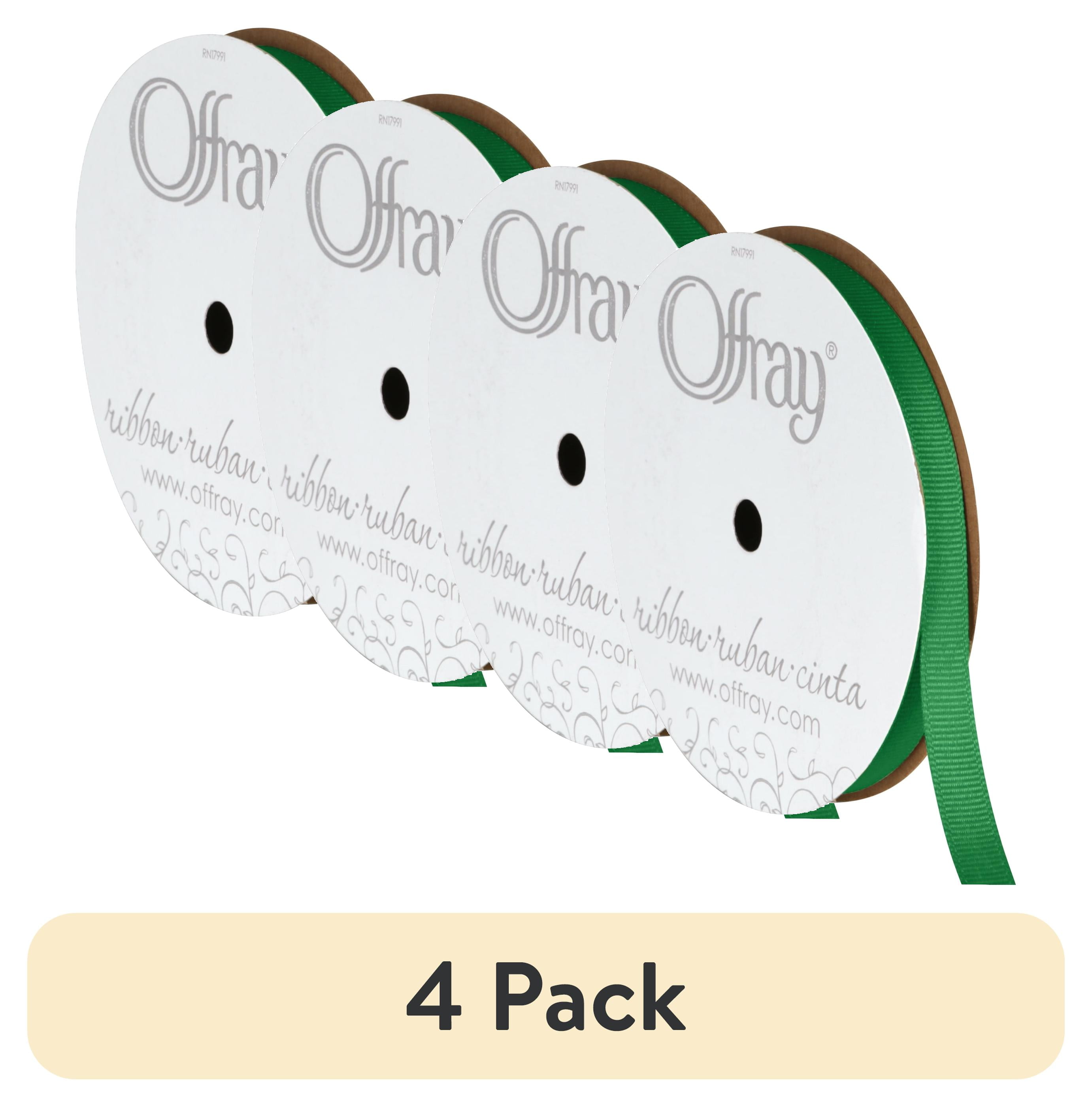 (4 pack) Offray Ribbon, Emerald Green 3/8 inch Grosgrain Polyester ...