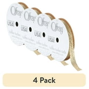 (4 pack) Offray Ribbon, Gold 3/8 inch Galena Metallic Ribbon, 9 feet