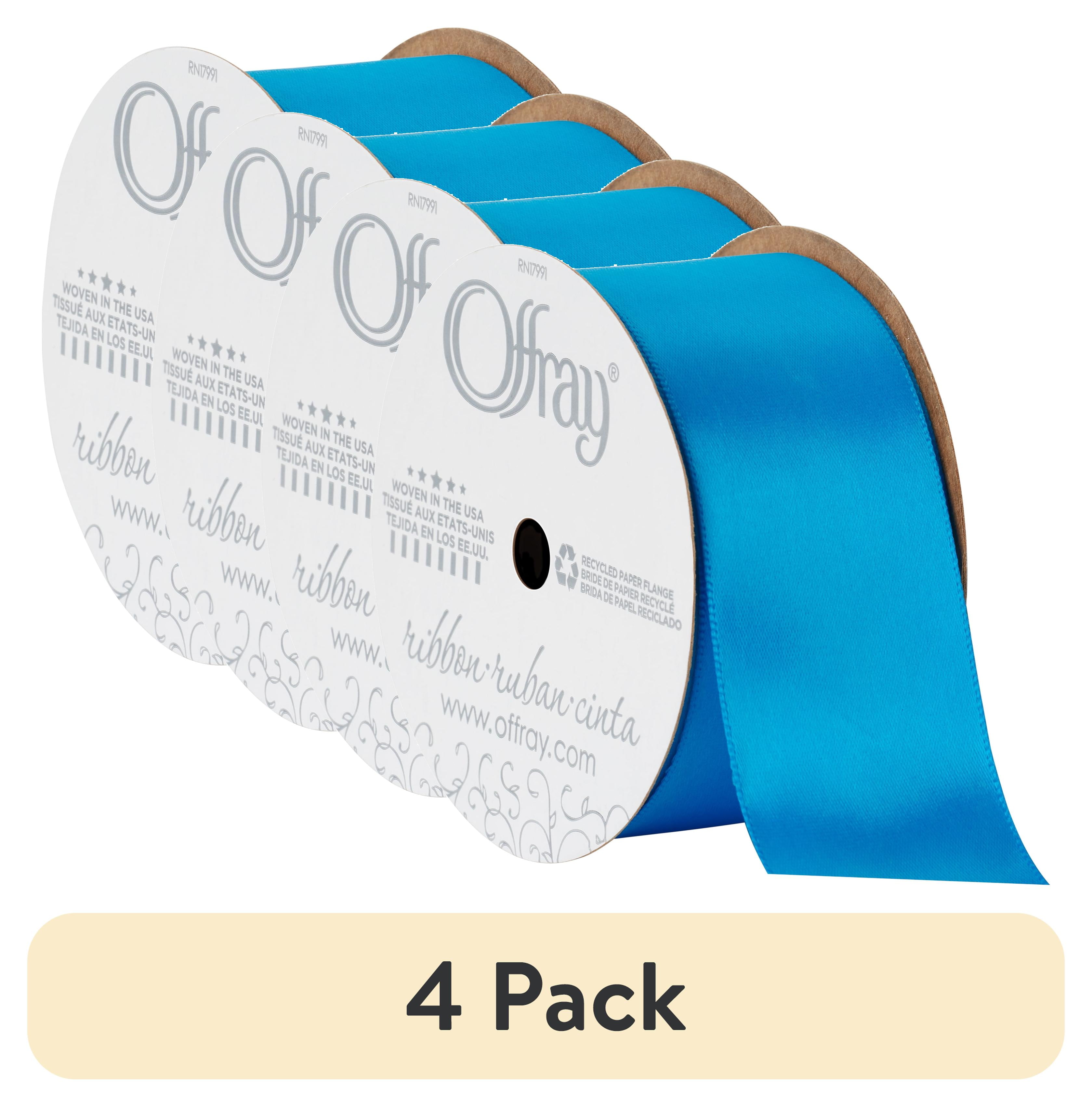 (4 pack) Offray Ribbon, Lagoon Blue 1 1/2 inch Single Face Satin Polyester Ribbon, 12 feet