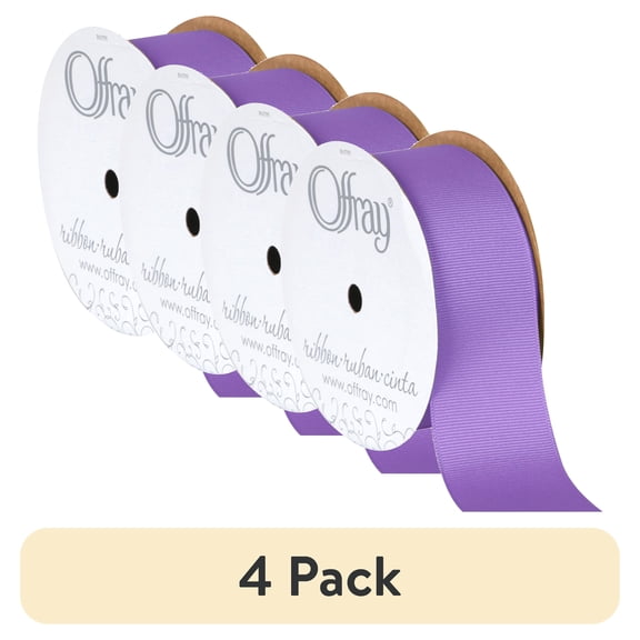 (4 pack) Offray Ribbon, Light Orchid Purple 1 1/2 inch Grosgrain Polyester Ribbon, 12 feet