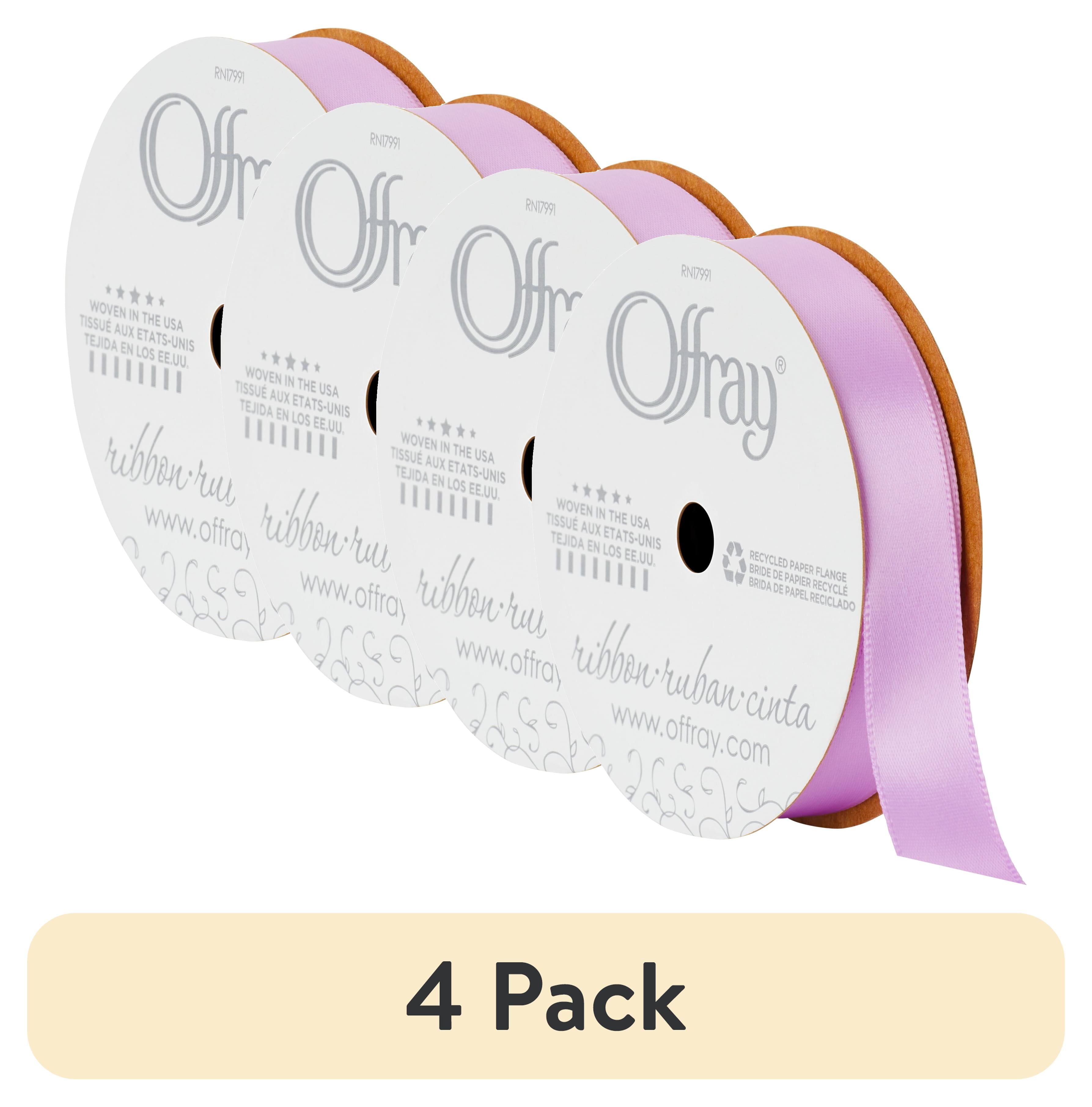 (4 pack) Offray Ribbon, Light Orchid Purple 5/8 inch Single Face Satin Polyester Ribbon, 18 feet