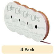 (4 pack) Offray Ribbon, Light Pink 3/8 inch Galena Metallic Ribbon for Wedding, Crafts, and Gifting, 9 feet, 1 Each