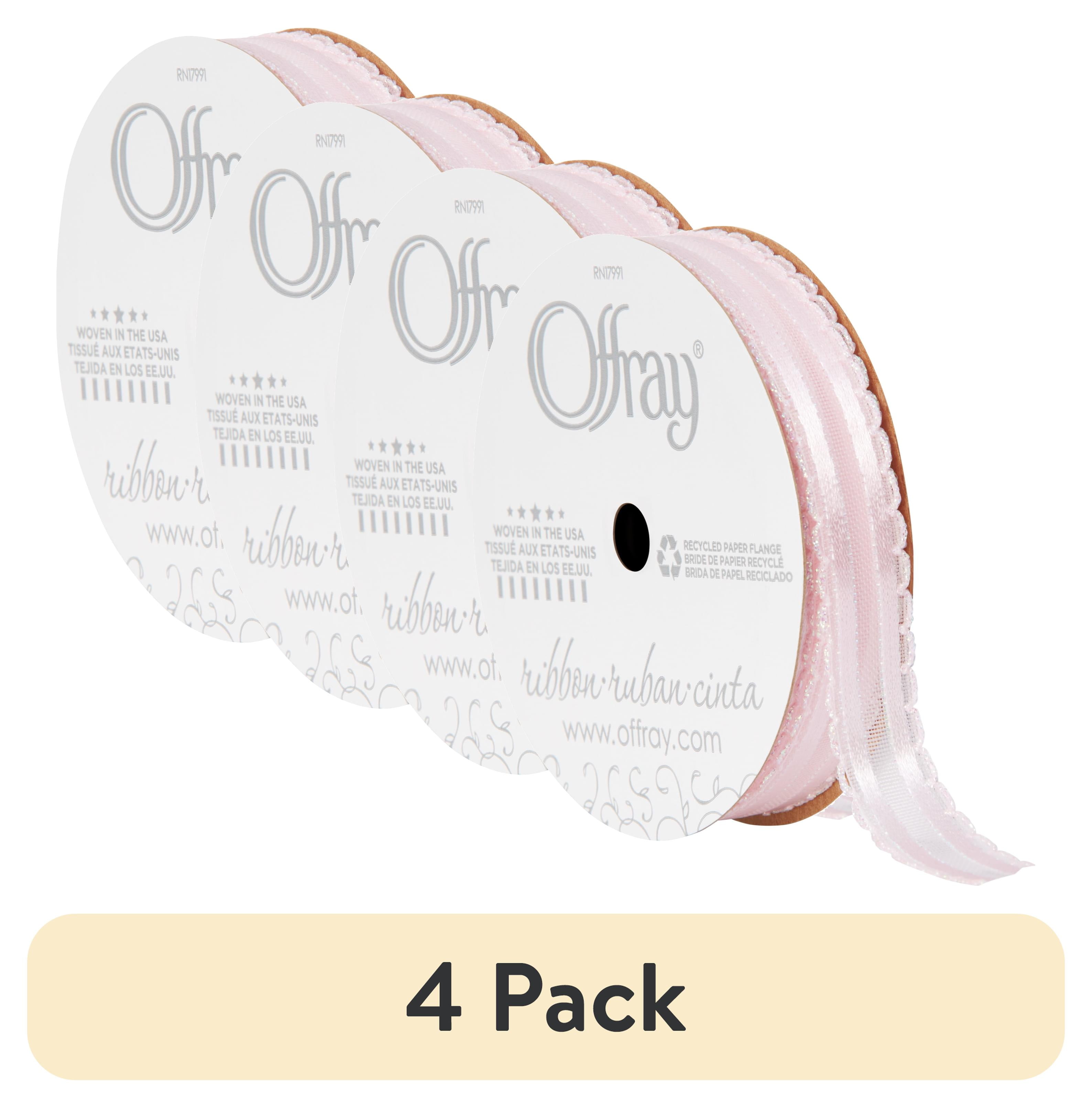(4 pack) Offray Ribbon, Light Pink 5/8 inch Kendra Sheer Ribbon, 9 feet