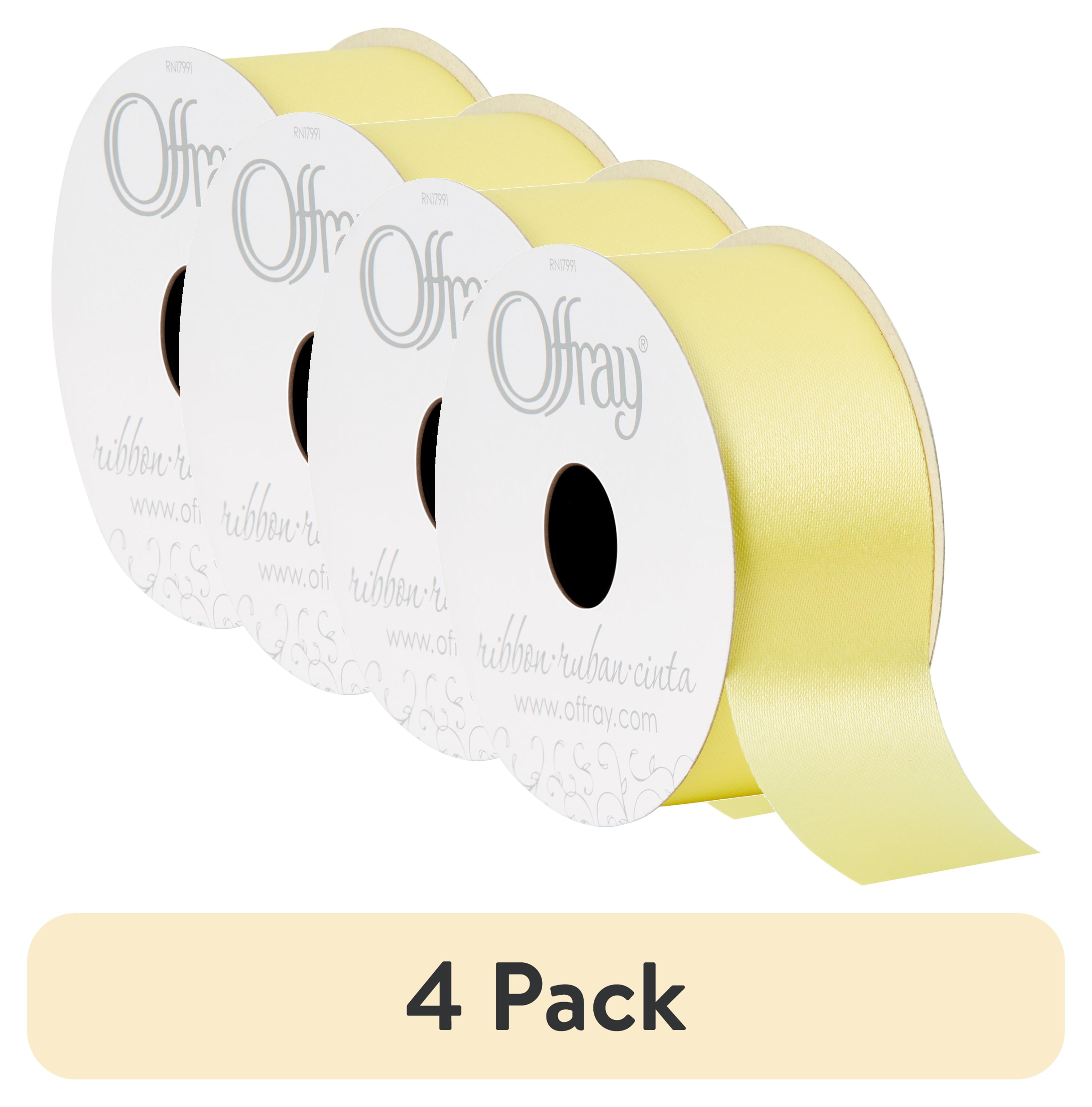 (4 pack) Offray Ribbon, Maize Yellow 1 1/2 inch Acetate Polyester Outdoor Ribbon for Floral Displays and Decorations, 21 feet, 1 Each