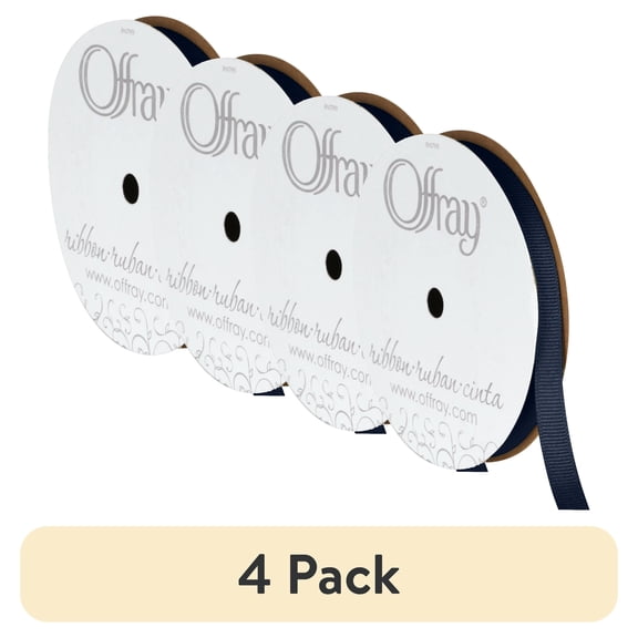 (1 pack) Offray Ribbon, Navy 3/8 inch Grosgrain Polyester Ribbon, 18 feet