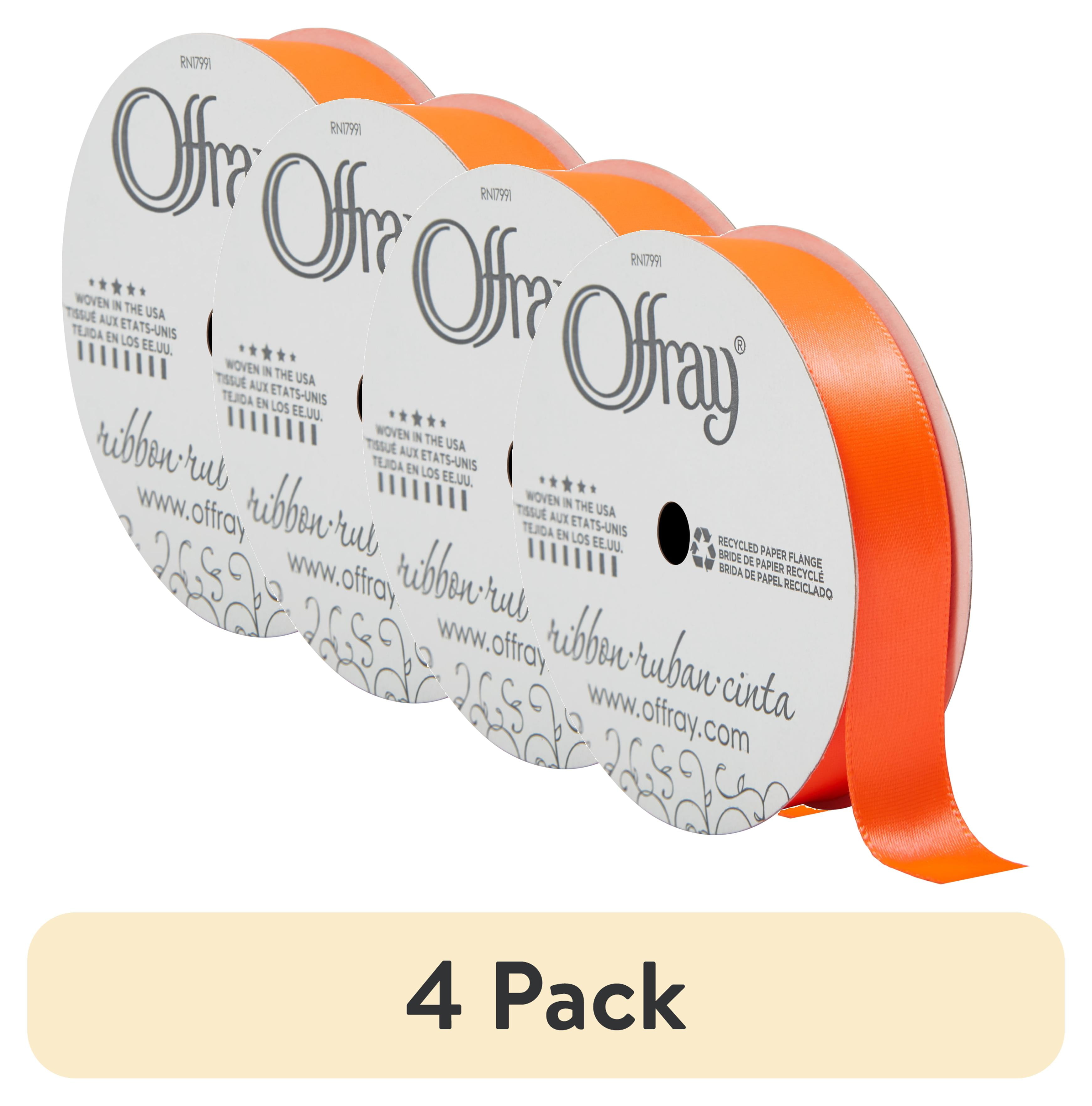 4 pack) Offray Ribbon, Neon Orange 5/8 inch Single Face