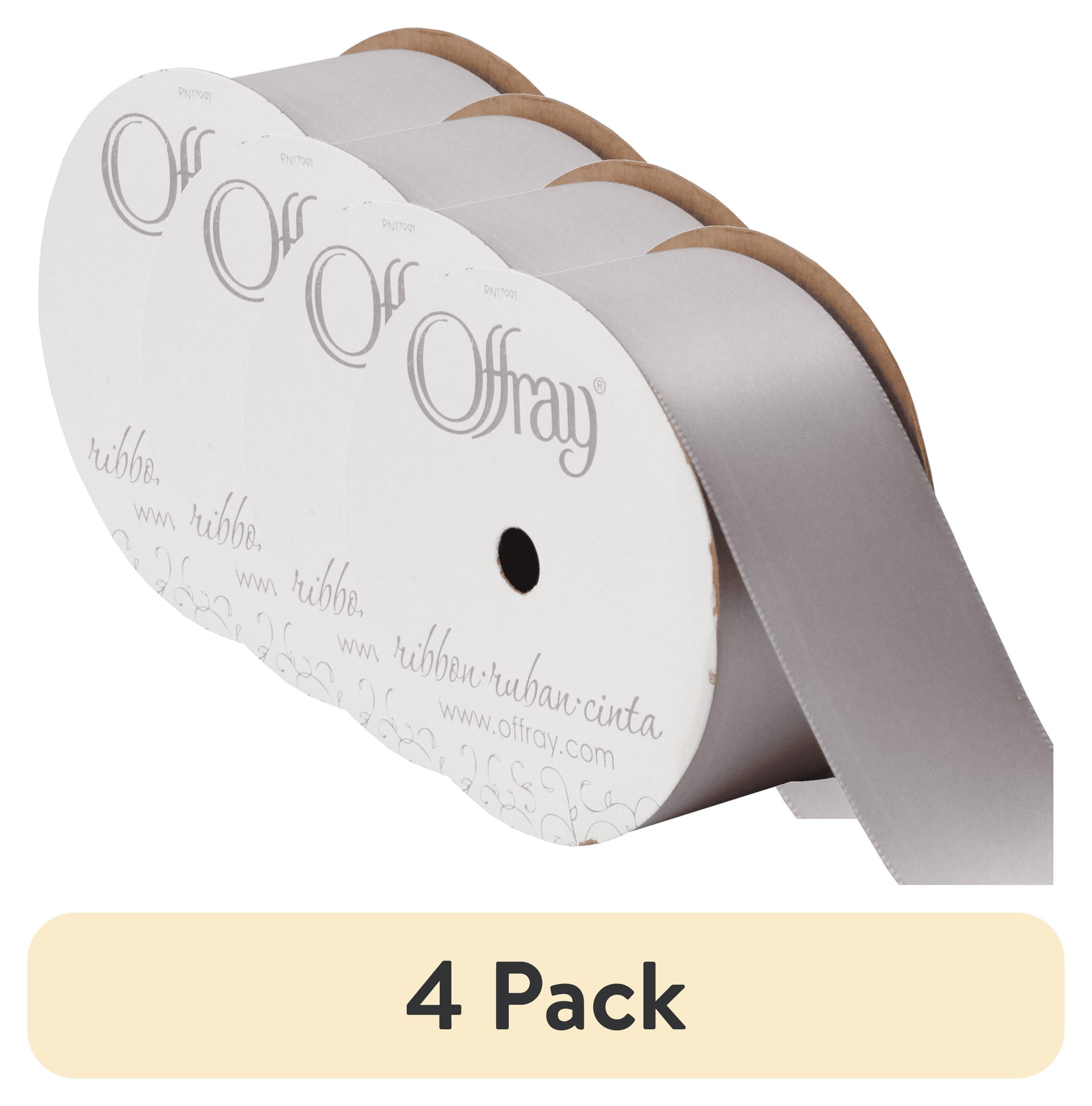 (4 pack) Offray Ribbon, Opal Gray 1 1/2 inch Single Face Satin Polyester Ribbon, 12 feet