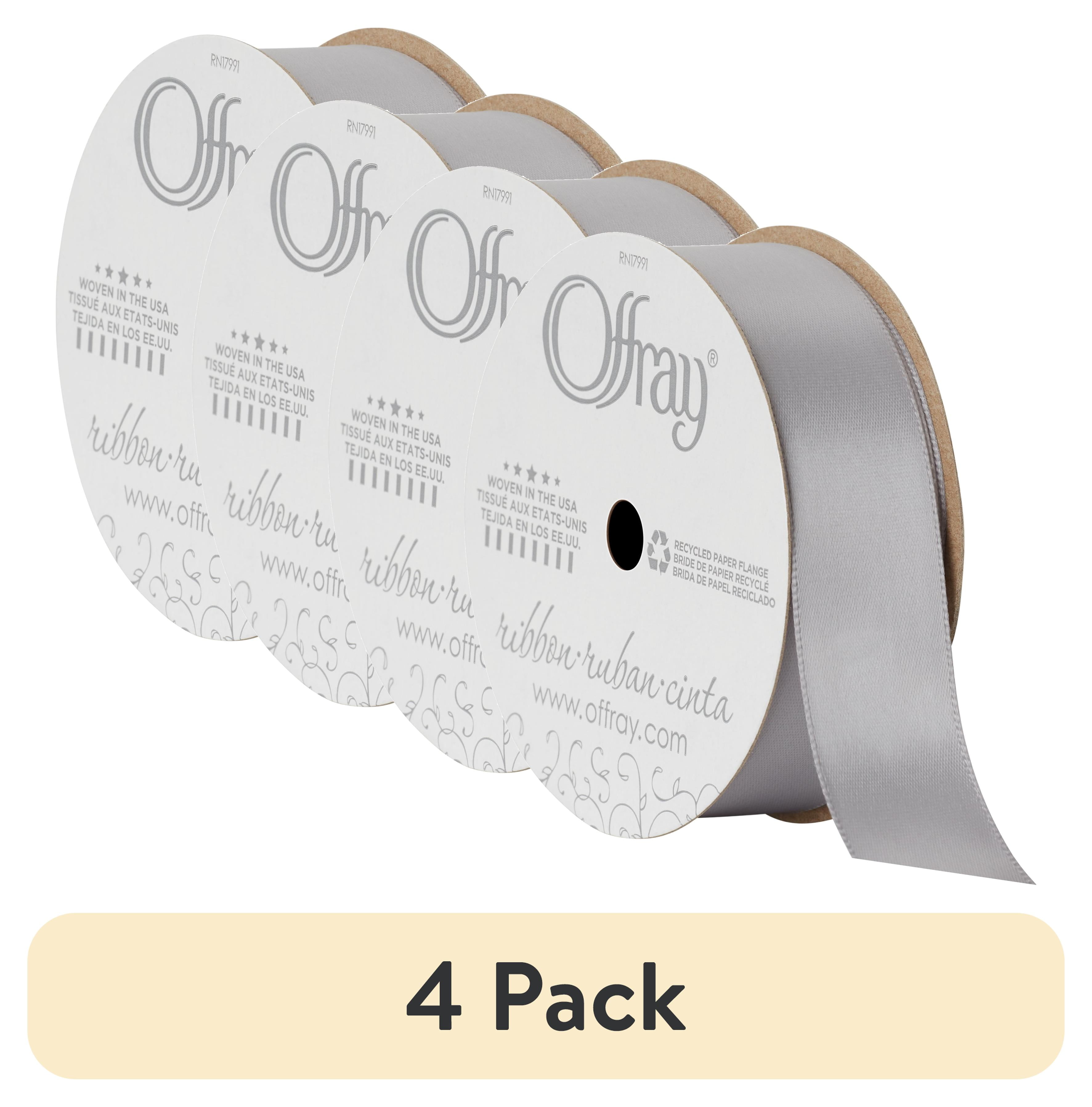 (4 pack) Offray Ribbon, Opal Gray 7/8 inch Single Face Satin Polyester Ribbon, 18 feet