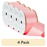 (4 pack) Offray Ribbon, Pink 1 1/2 inch Double Face Satin Polyester Ribbon, 12 feet