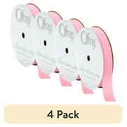 (4 pack) Offray Ribbon, Pink 5/8 inch Grosgrain Polyester Ribbon, 18 feet