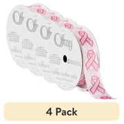 4 pack Offray Ribbon, Pink 7/8 inch Breast Cancer Awareness Satin Ribbon, 9 feet