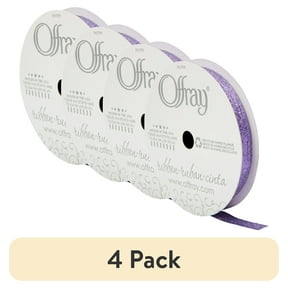 (4 pack) Offray Ribbon, Purple 3/8 inch Galena Metallic Ribbon for Wedding, Crafts, and Gifting, 9 feet, 1 Each