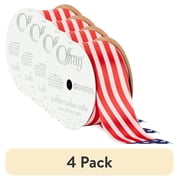 (4 pack) Offray Ribbon, Red White Blue 1 1/2 inch American Flag Satin Ribbon for Sewing, Crafts, and Gifting, 9 feet, 1 Each