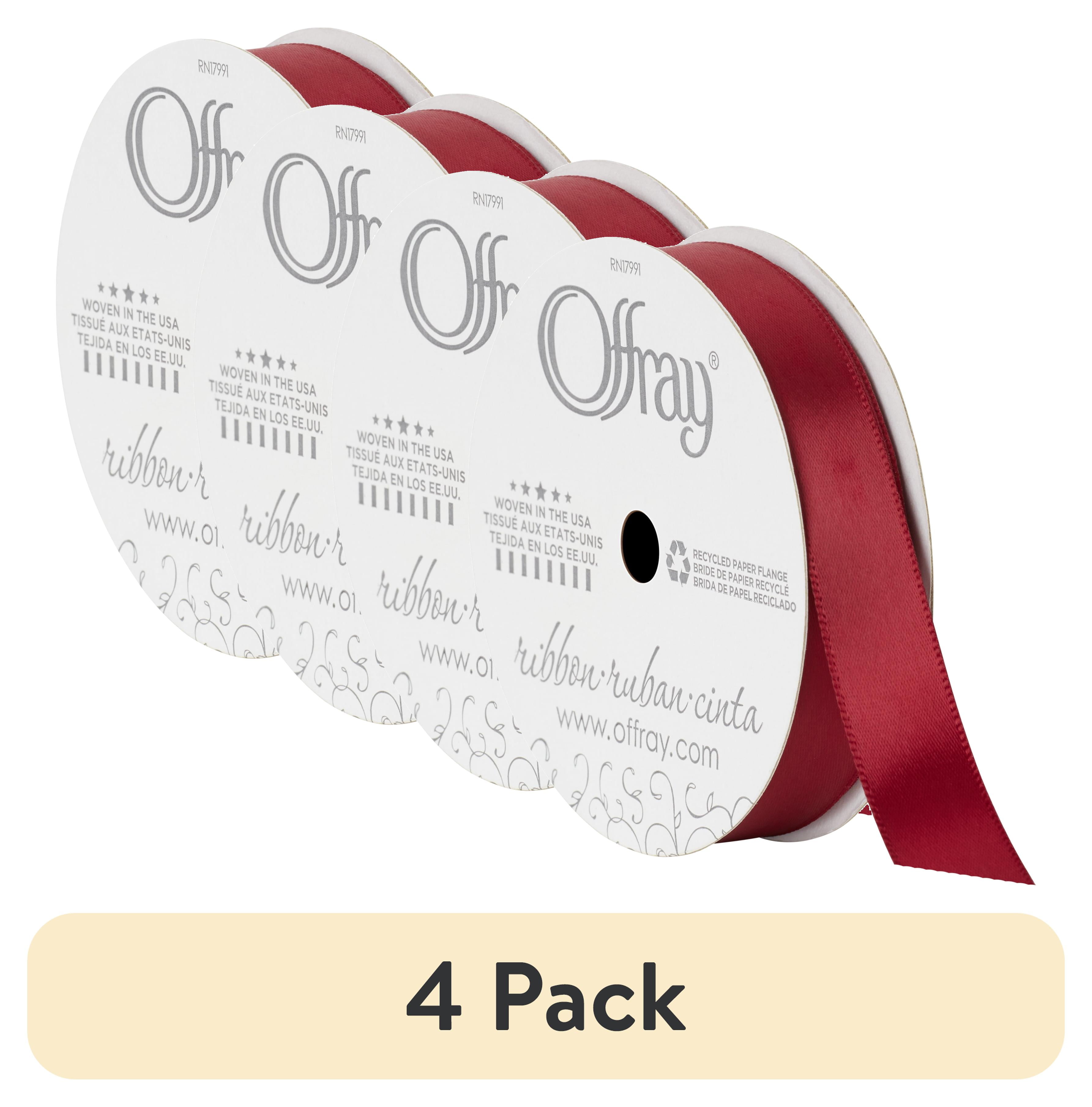 (4 pack) Offray Ribbon, Red Wine 5/8 inch Single Face Satin Polyester Ribbon, 18 feet