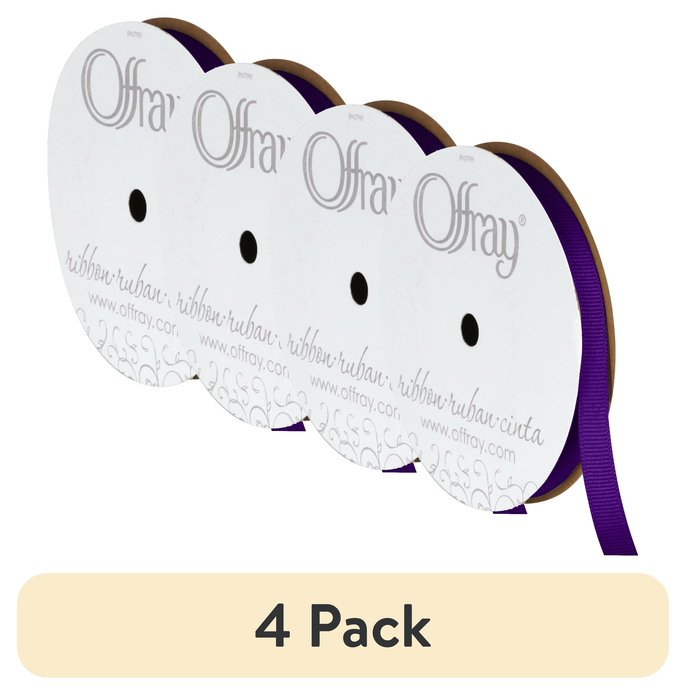 (4 pack) Offray Ribbon, Regal Purple 3/8 inch Grosgrain Polyester Ribbon, 18 feet