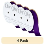 (4 pack) Offray Ribbon, Regal Purple 7/8 inch Grosgrain Polyester Ribbon, 18 feet