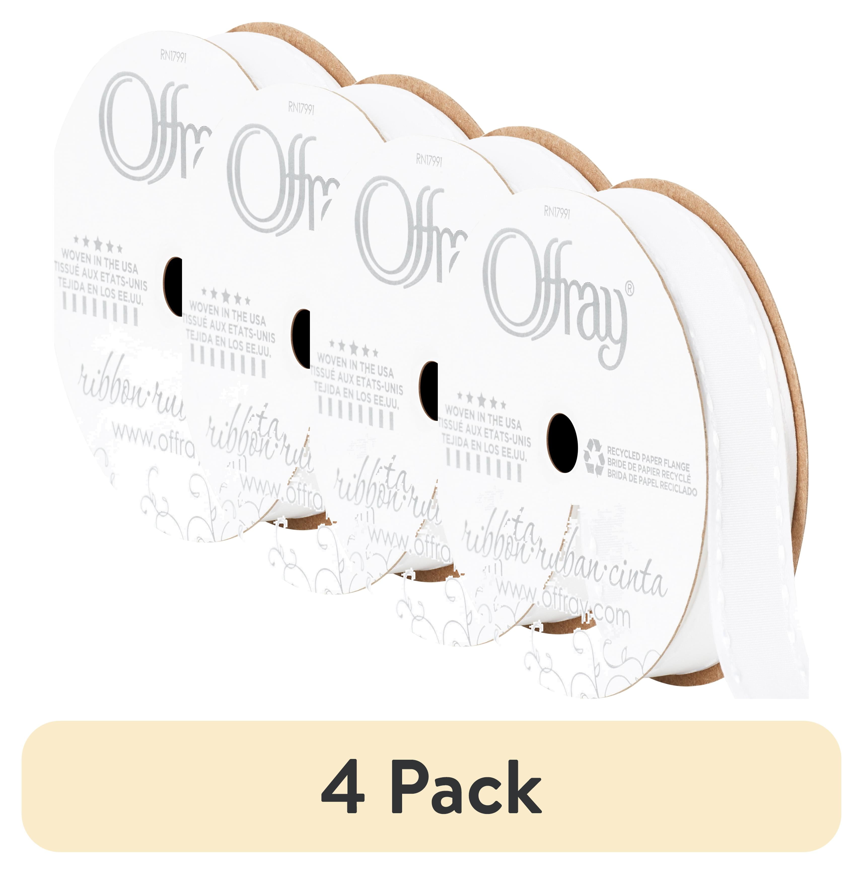 (4 pack) Offray Ribbon, White 7/8 inch Satin Ribbon for Sewing, Crafts, and Gifting, 9 feet, 1 Each