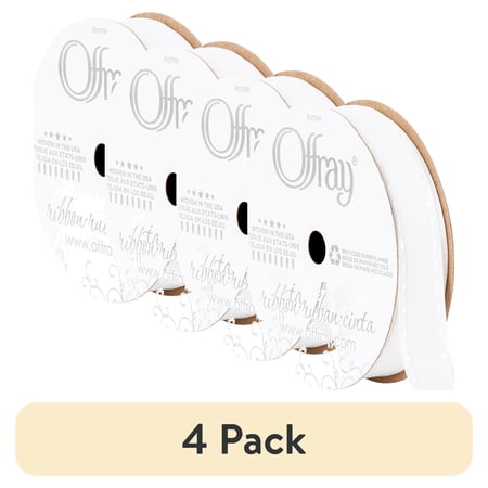 (4 pack) Offray Ribbon, White 7/8 inch Satin Ribbon for Sewing, Crafts, and Gifting, 9 feet, 1 Each