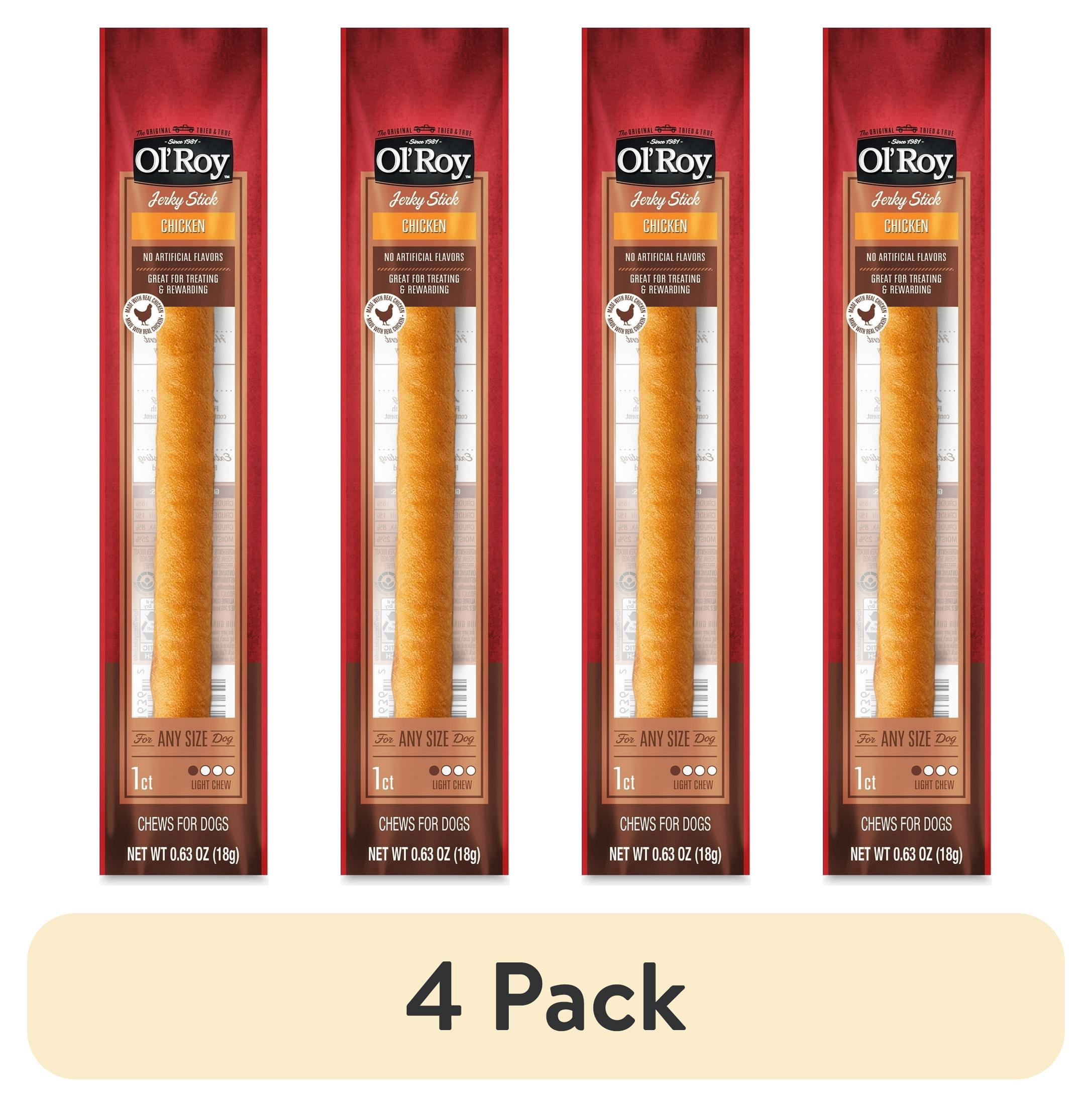 (4 pack) Ol' Roy Chicken Stick, 0.63 oz, Dry Training Treats for Any Size Dogs, 1 Count