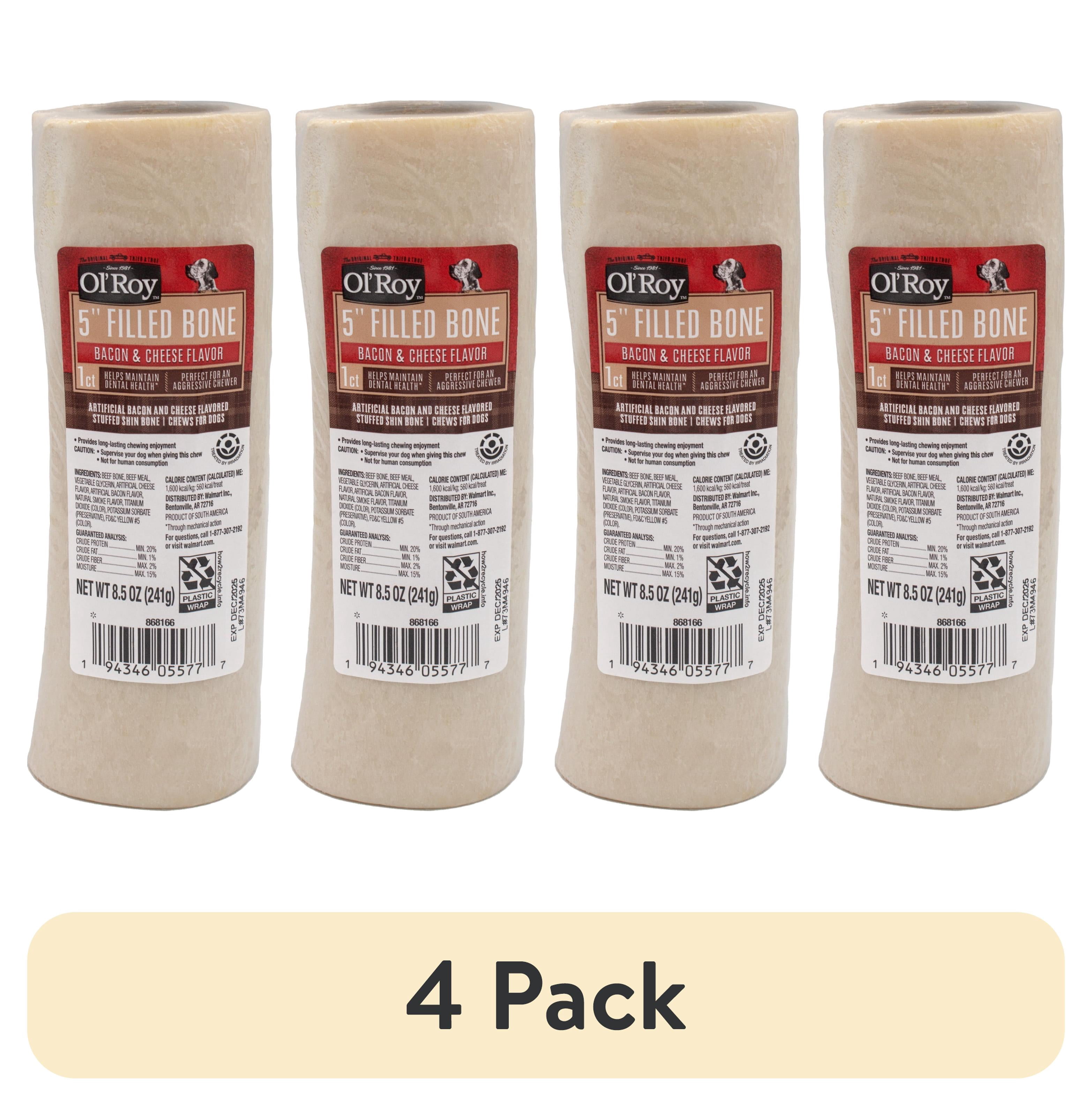 (4 pack) Ol' Roy 5-Inch Filled Bone, Bacon and Cheese Flavor, 1 Count PDQ