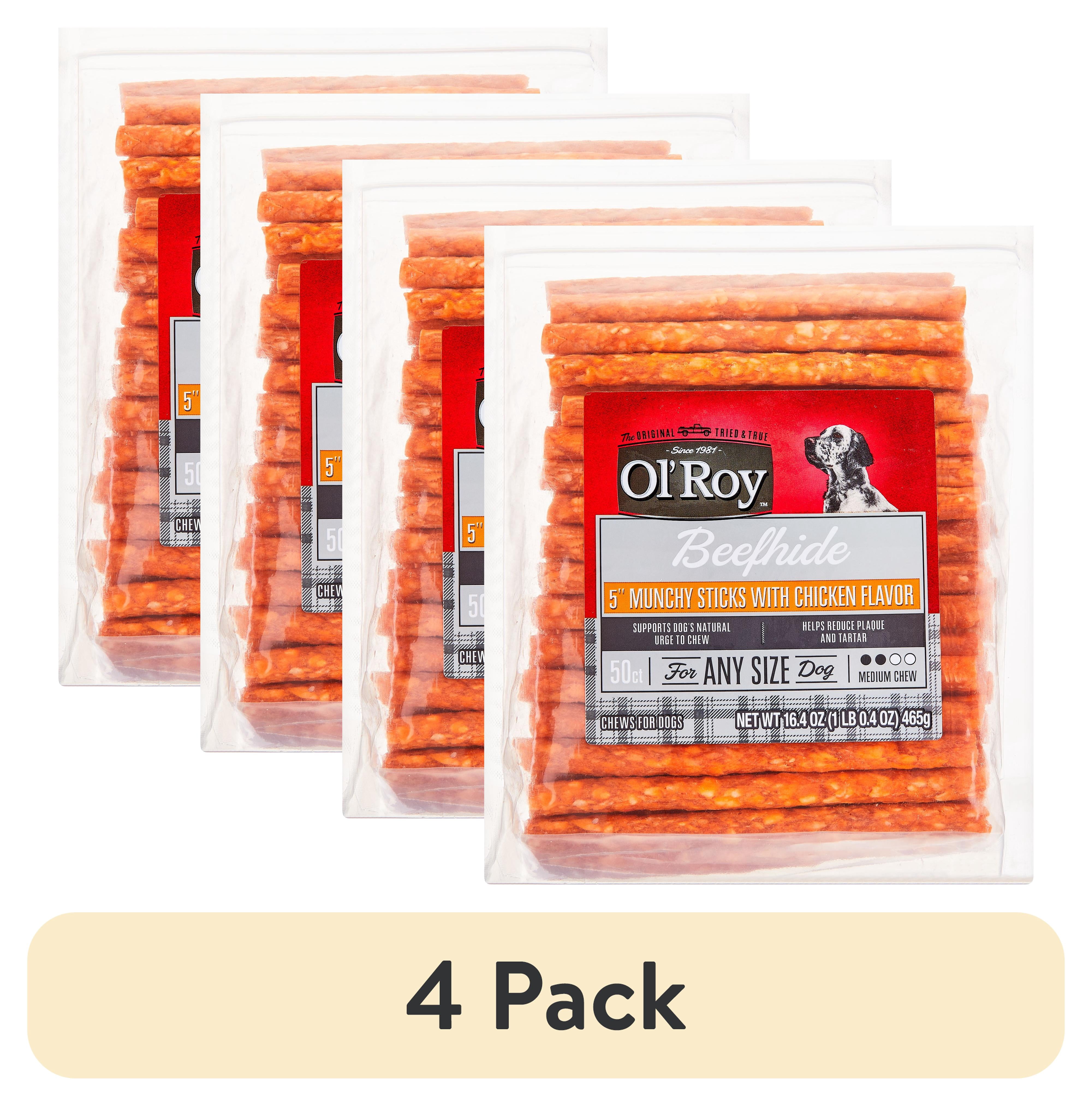 (4 pack) Ol' Roy 5-inch Munchy Sticks with Chicken Flavor, 16.4 oz, 50 Count