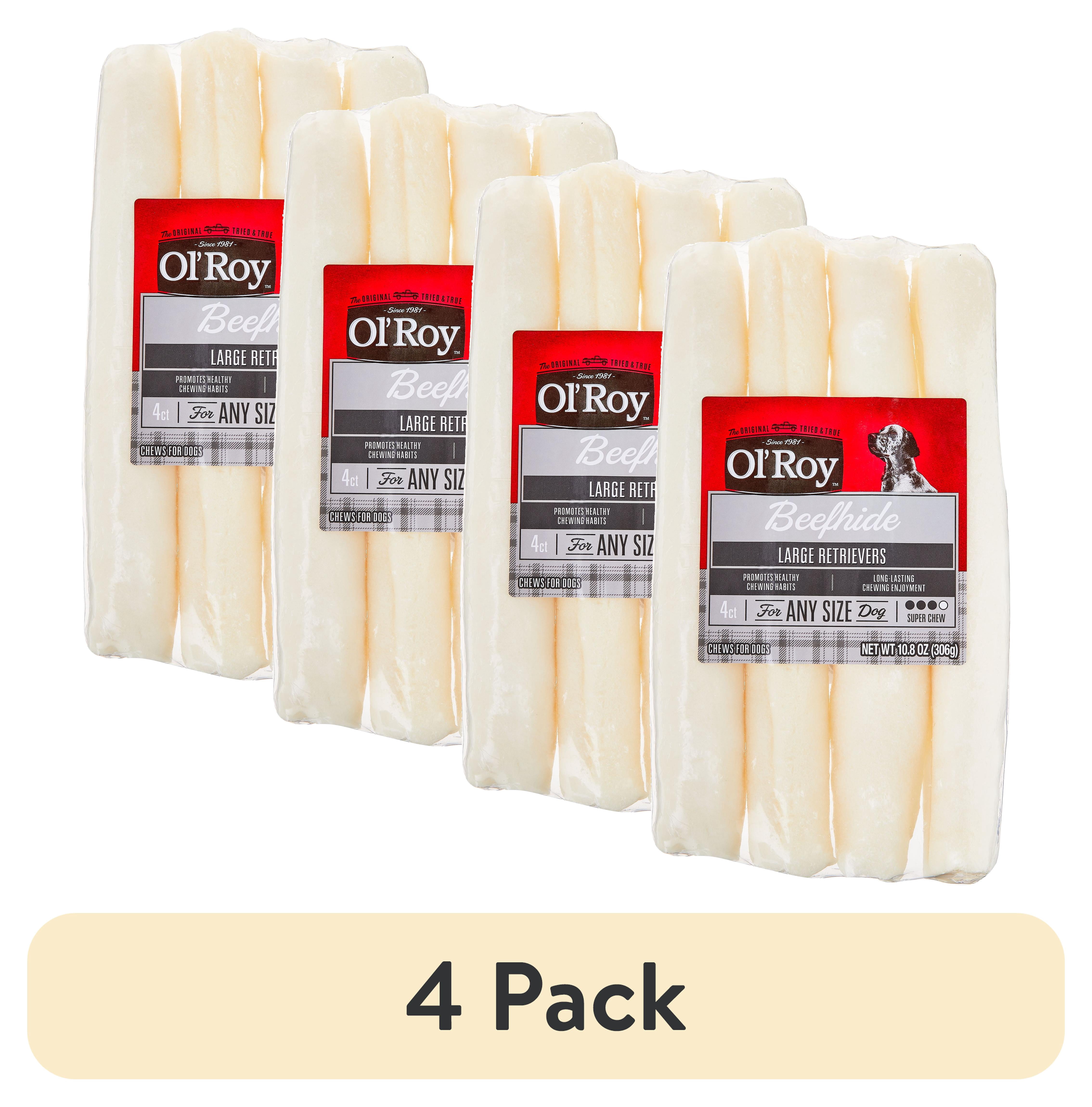 (4 pack) Ol' Roy 9-inch Large Beef hide Retrievers Chews, 10.8 oz, 4 Count