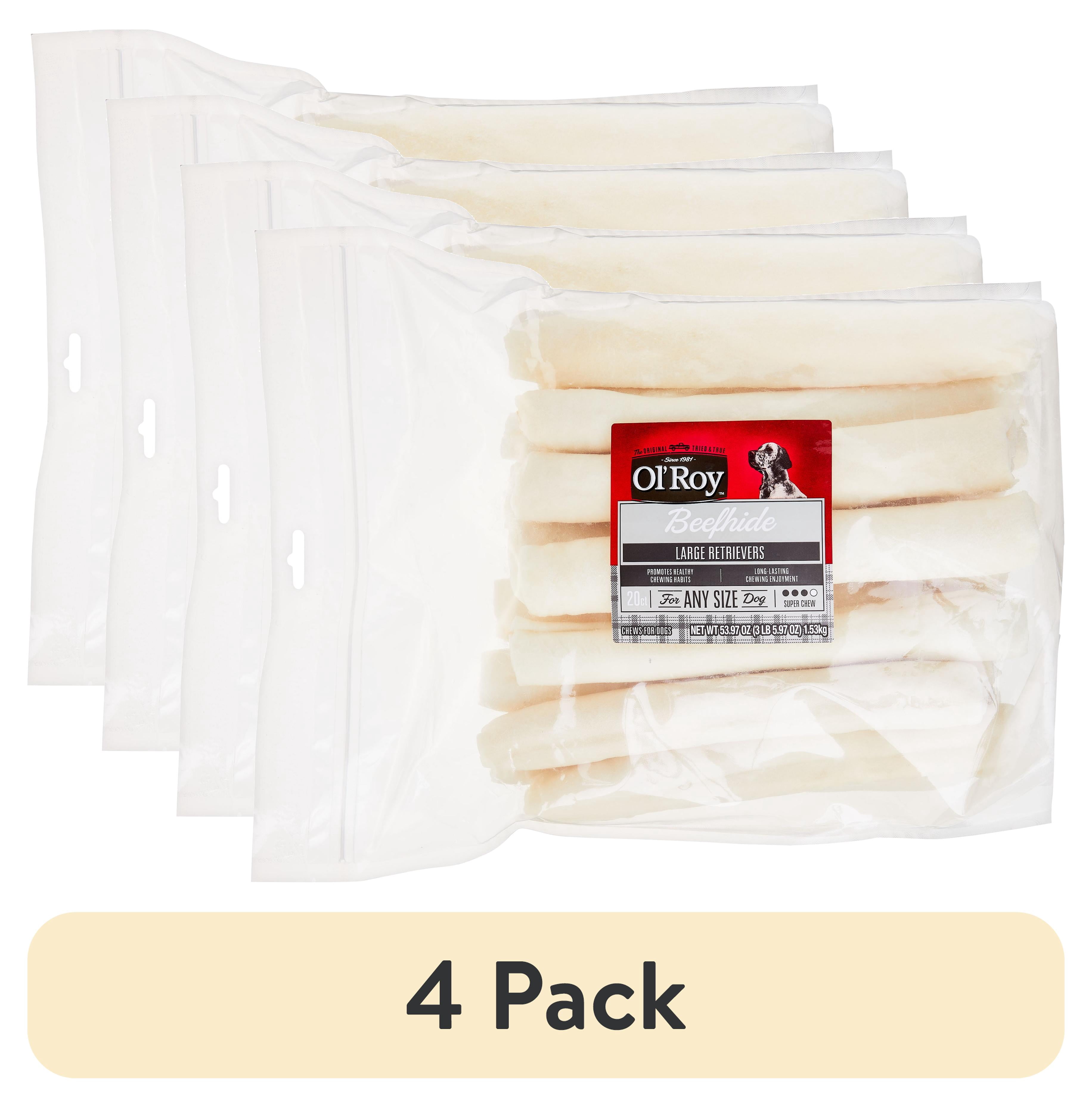 (4 pack) Ol' Roy 9-inch Large Beef hide Retrievers Chews, 53.97 oz, 20 Count