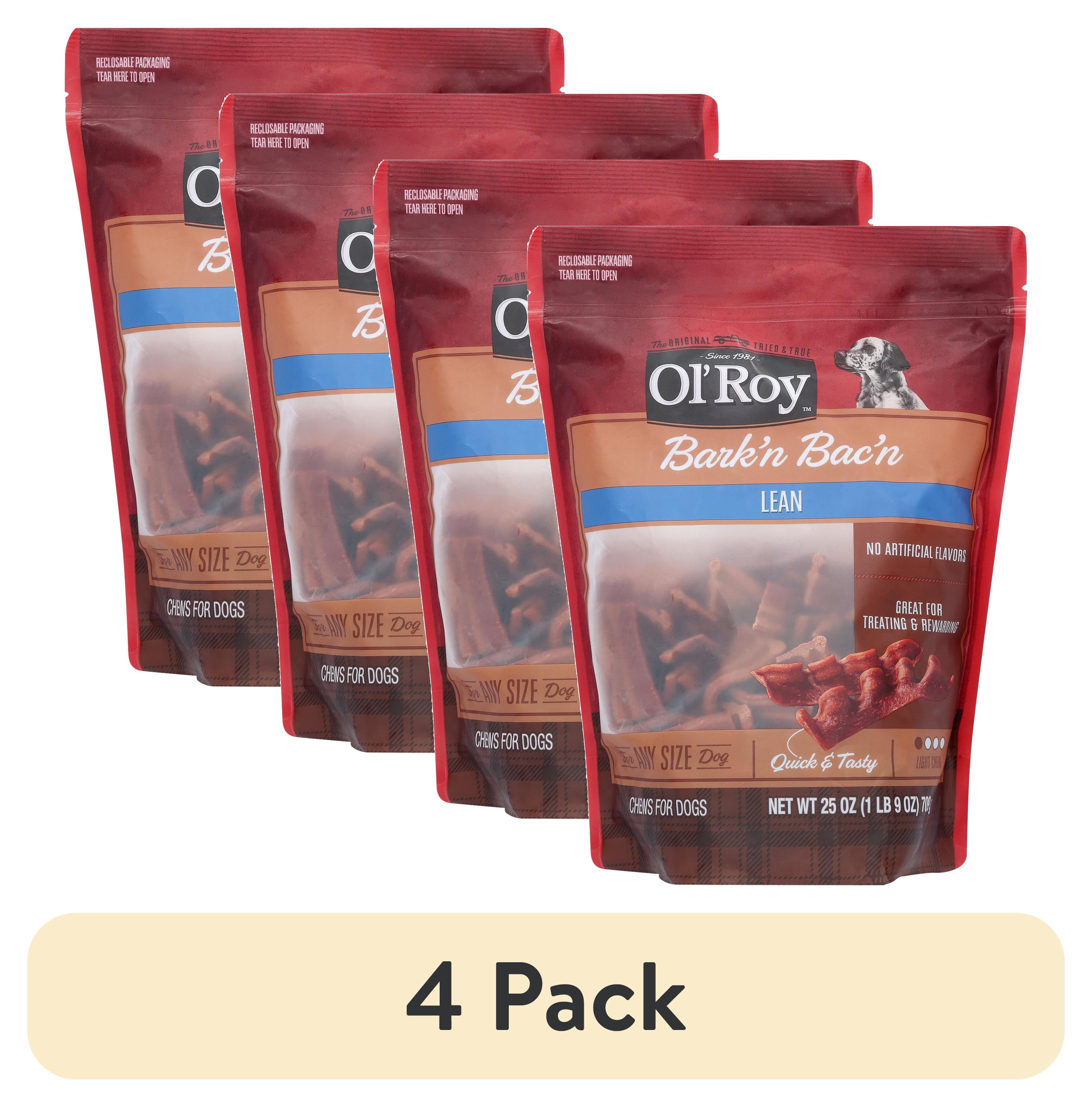 (4 pack) Ol' Roy Bark'n Bac'n Dog Treats, Lean, 25 oz