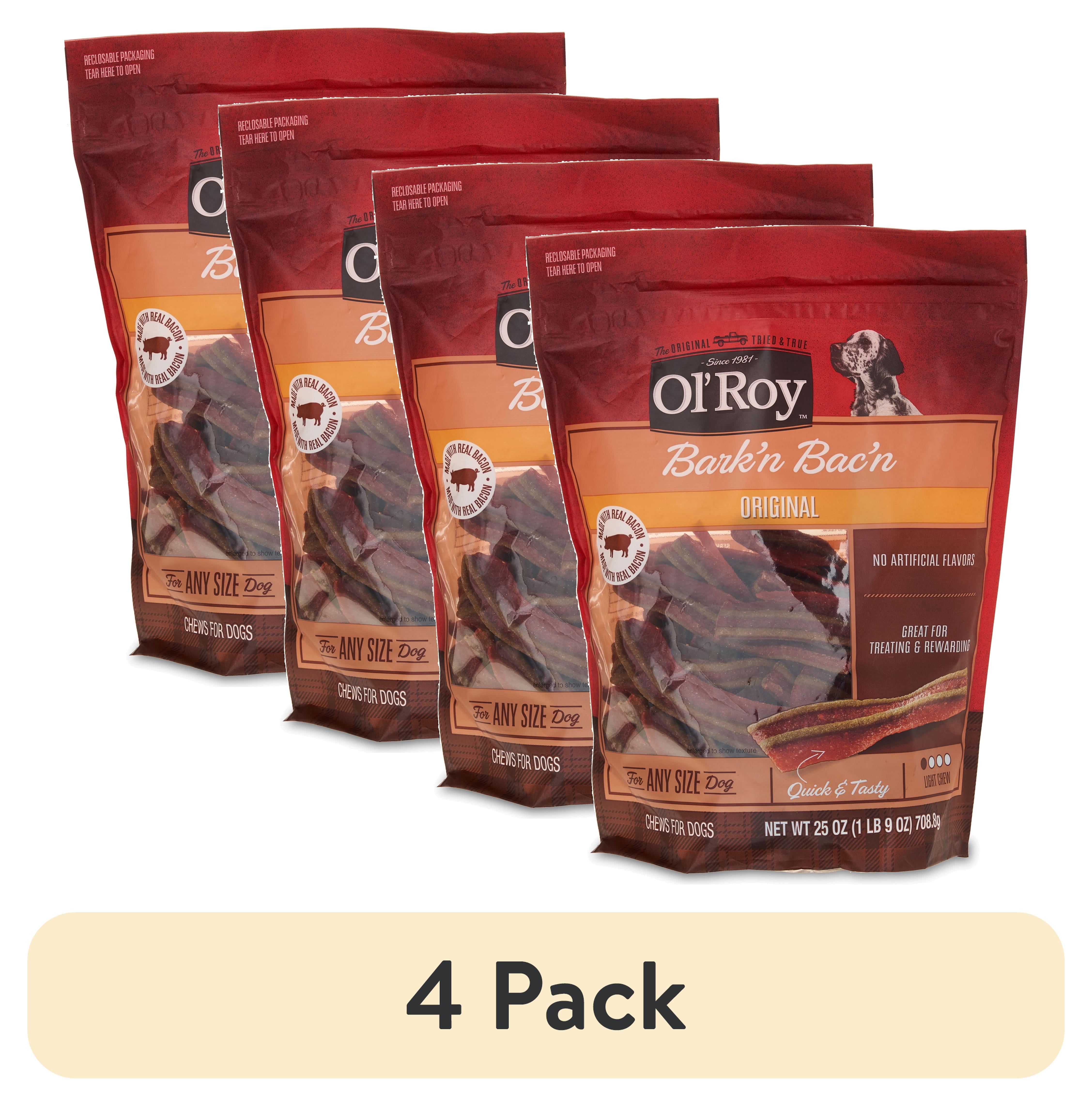 (4 pack) Ol' Roy Bark'n Bac'n Dog Treats, Original, 25 oz