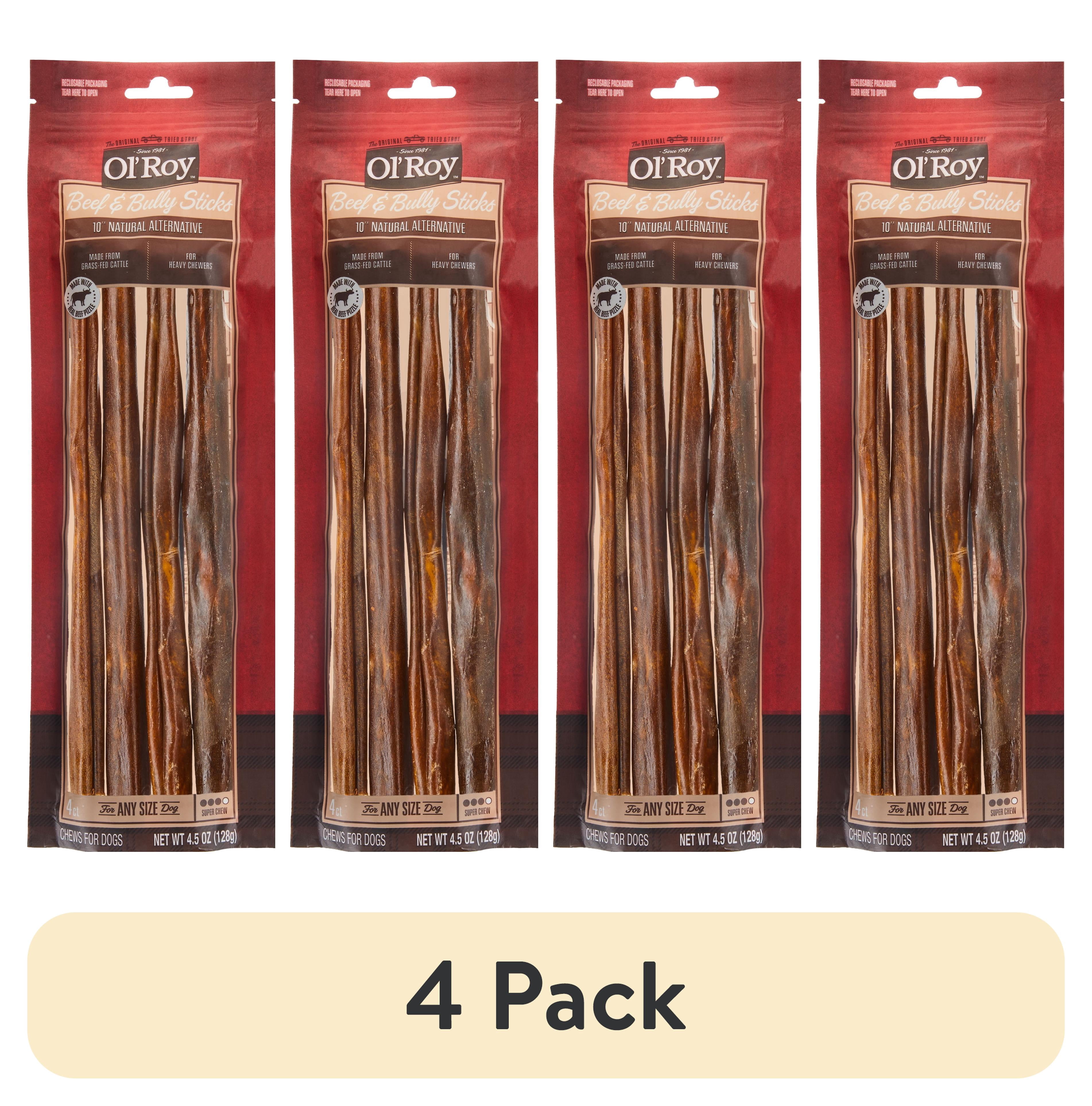 (4 pack) Ol' Roy Beef & Bully Sticks, 10" Natural Alternative, 4 Count