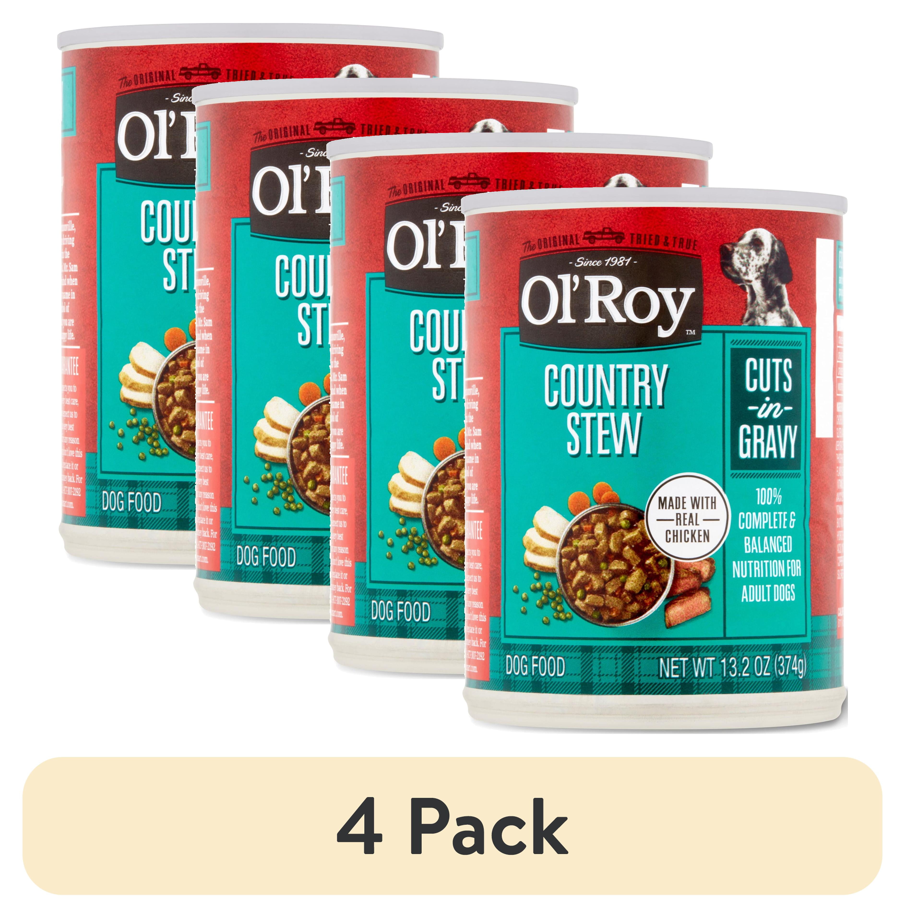 (4 pack) Ol' Roy Country Chicken Stew Flavor Cuts in Gravy Wet Dog Food, 13.2 oz Can