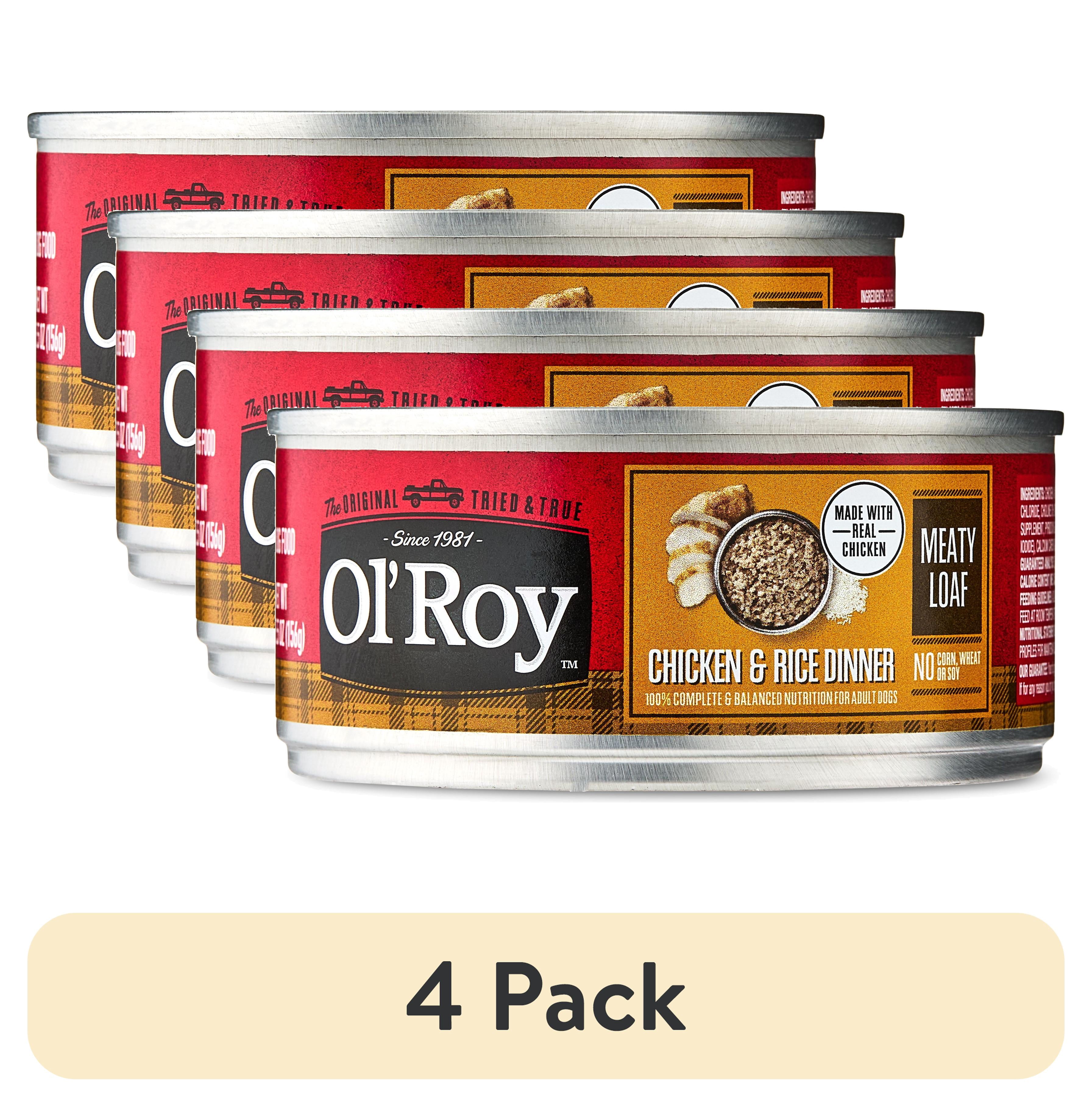 (4 pack) Ol' Roy Chicken & Rice Dinner Meaty Loaf Wet Dog Food, 5.5 oz Can