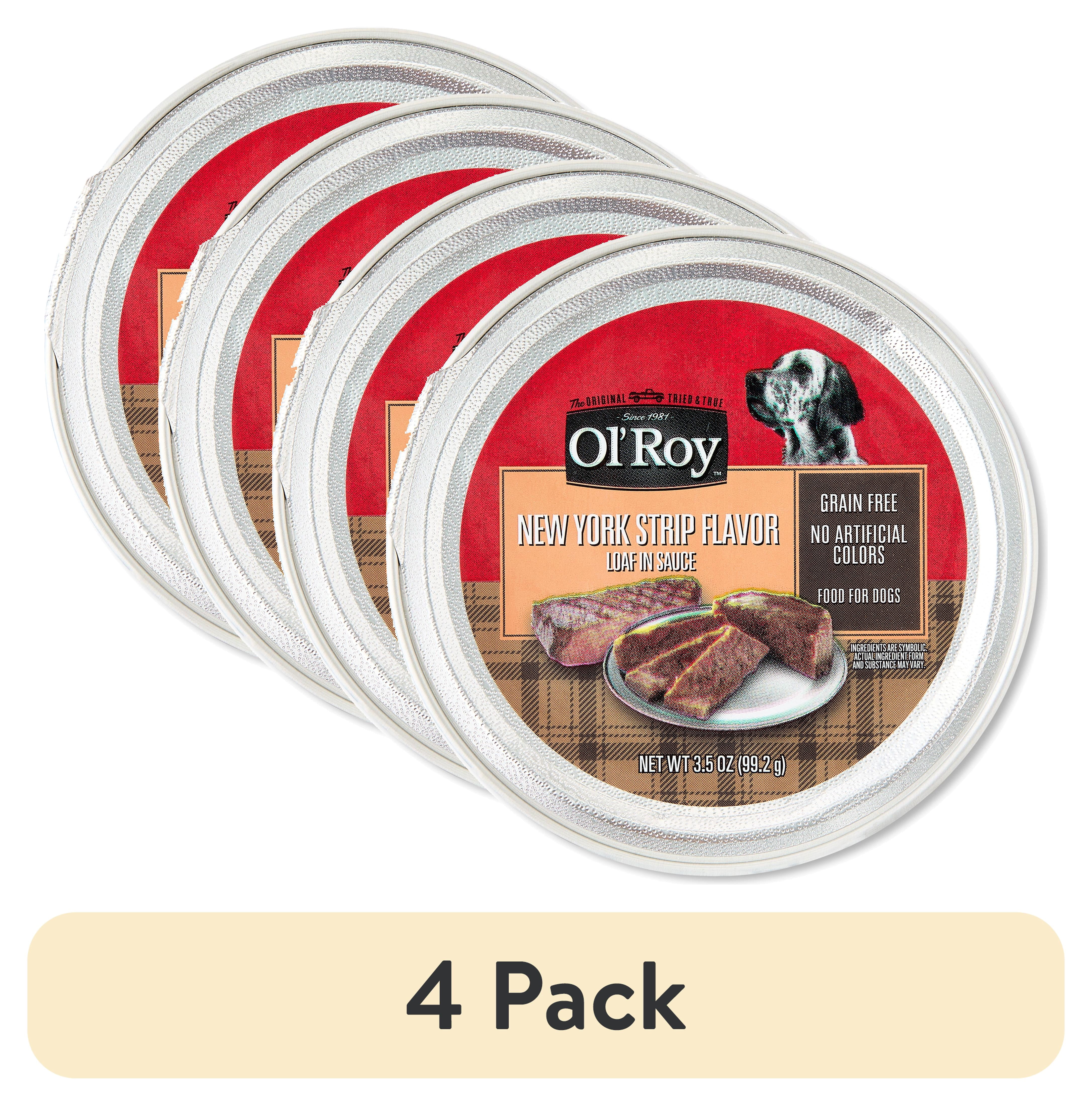 (4 pack) Ol' Roy Grain-Free New York Strip Flavor Loaf in Sauce Wet Dog Food, 3.5 oz Cup